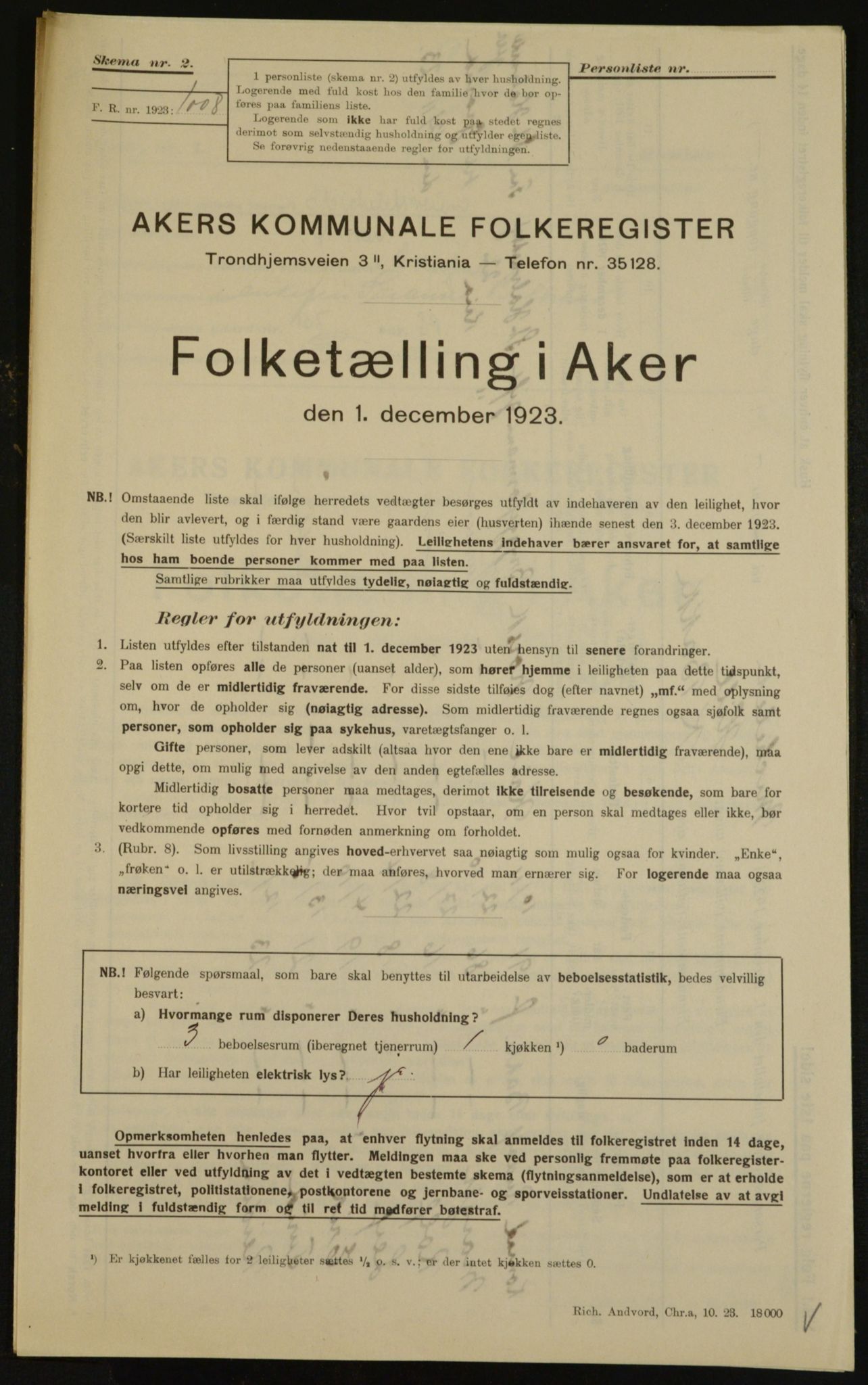 , Municipal Census 1923 for Aker, 1923, p. 28976