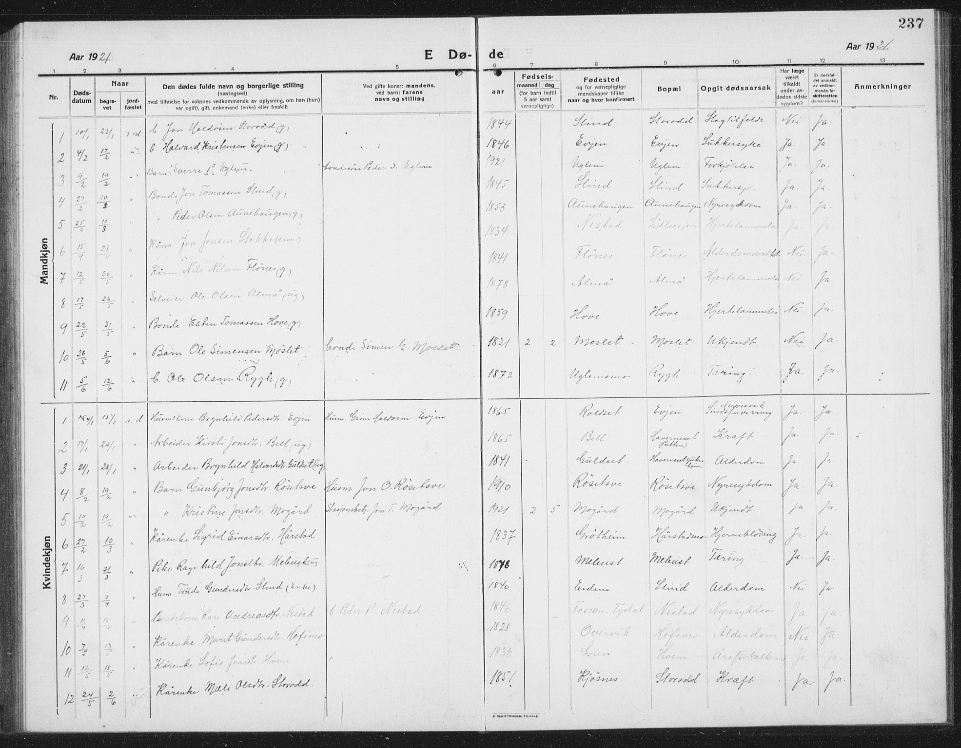 Ministerialprotokoller, klokkerbøker og fødselsregistre - Sør-Trøndelag, SAT/A-1456/695/L1158: Parish register (copy) no. 695C09, 1913-1940, p. 237