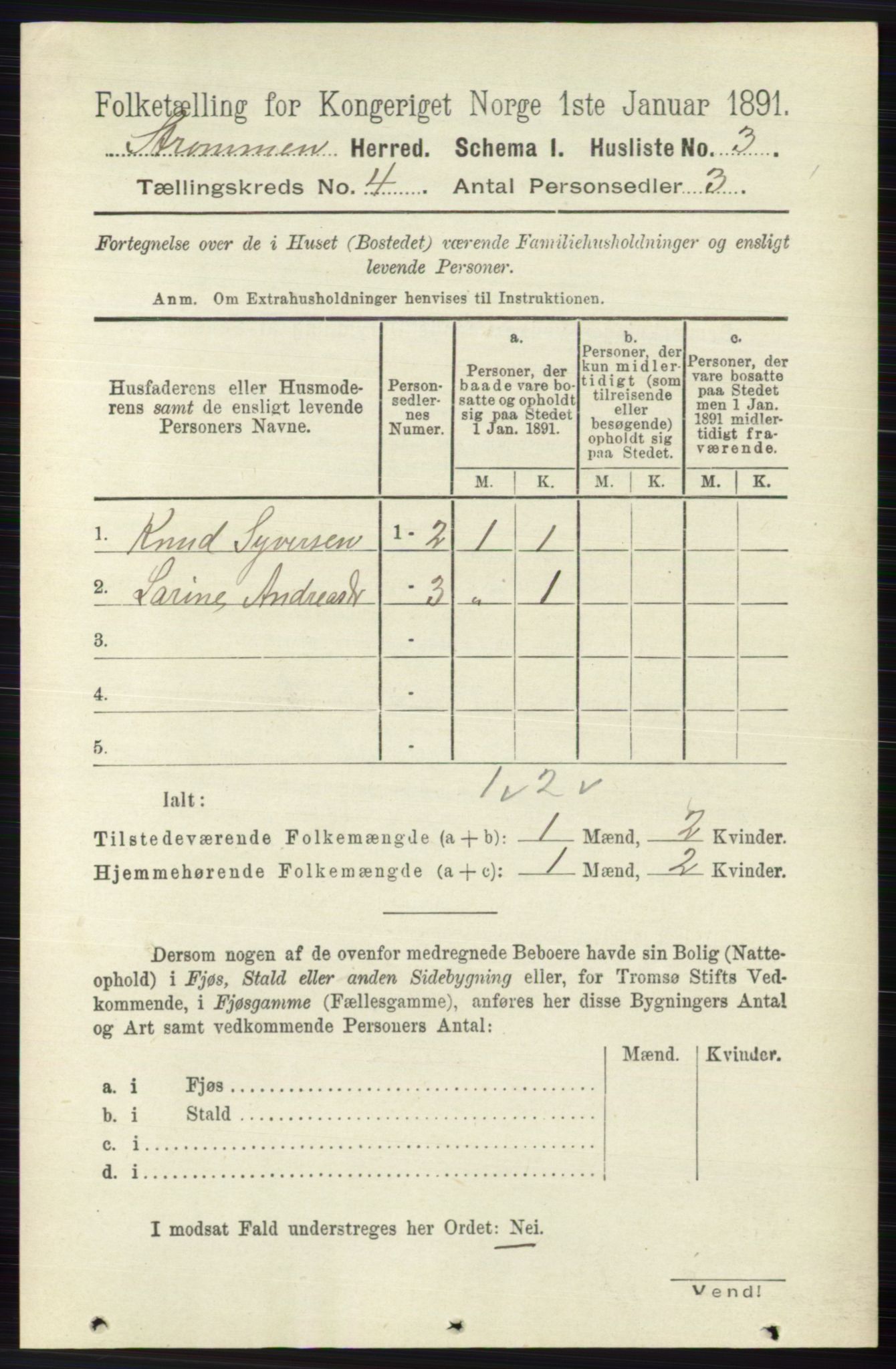 RA, 1891 census for 0711 Strømm, 1891, p. 1513