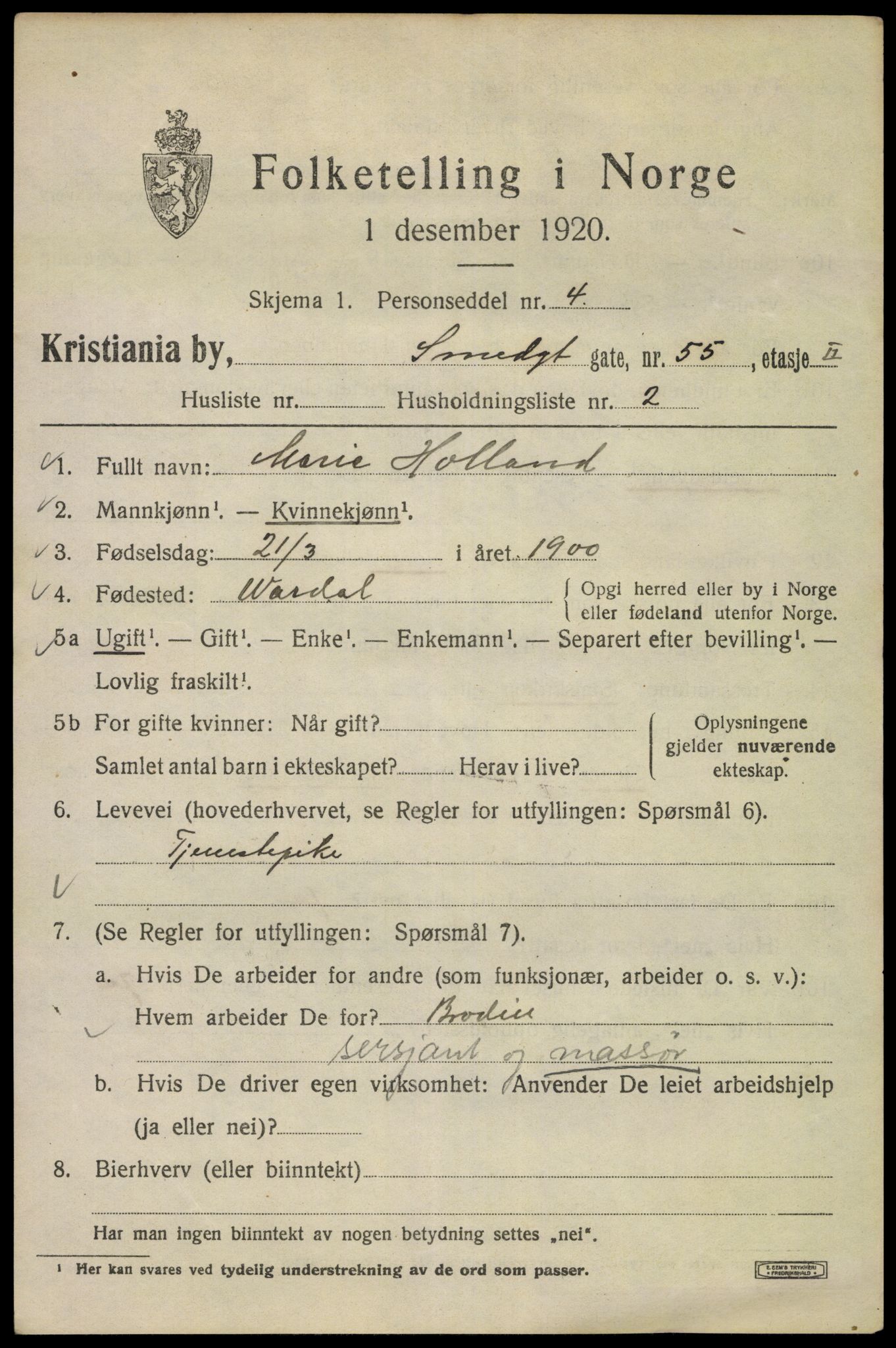 SAO, 1920 census for Kristiania, 1920, p. 521467