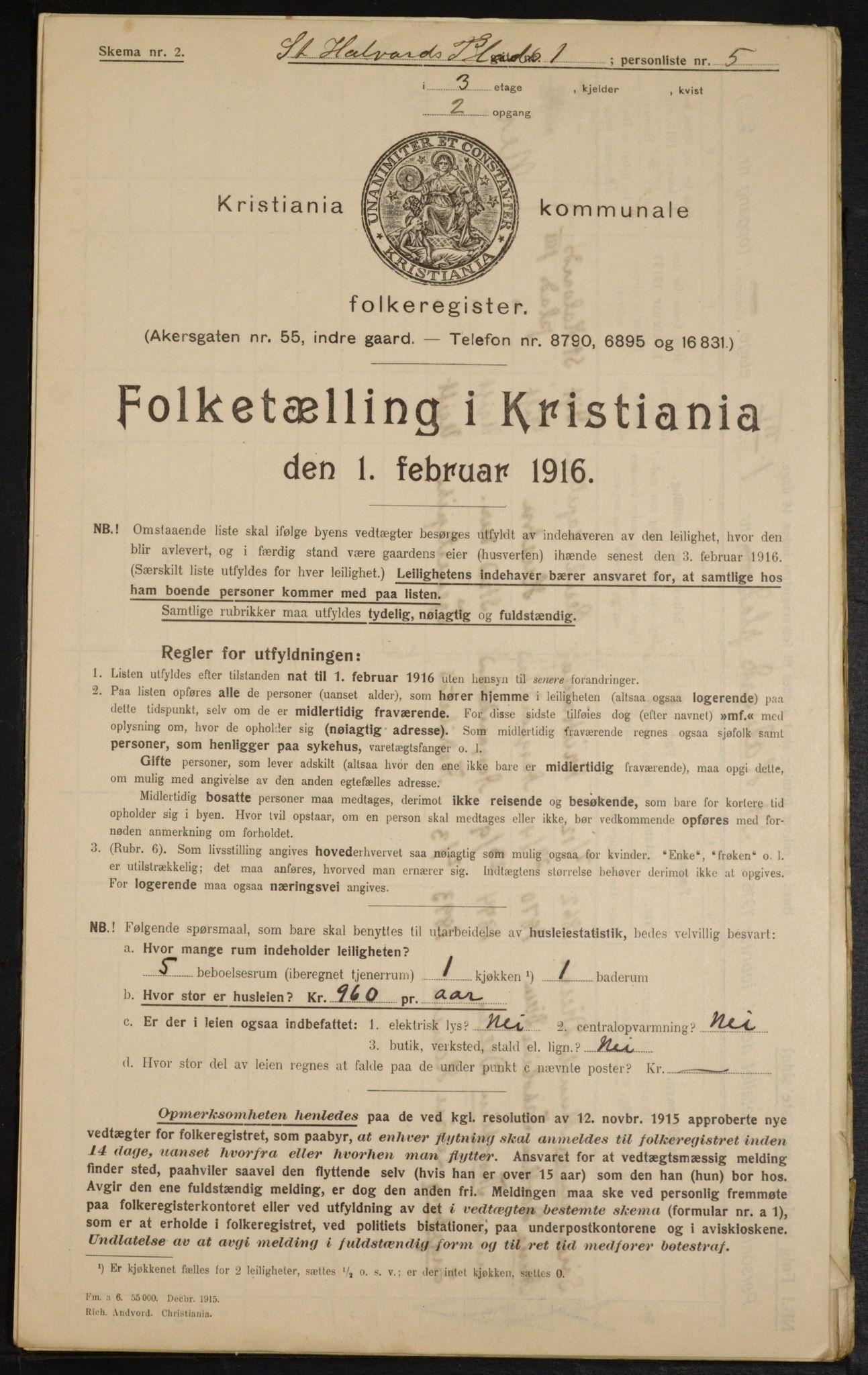 OBA, Municipal Census 1916 for Kristiania, 1916, p. 90110