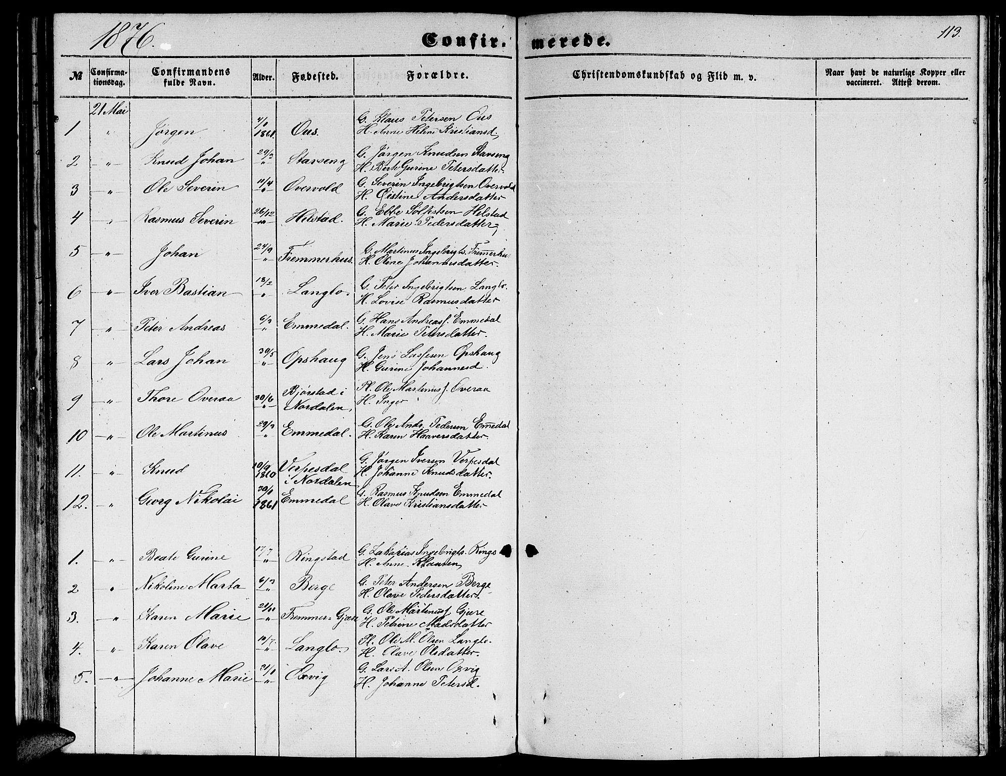 Ministerialprotokoller, klokkerbøker og fødselsregistre - Møre og Romsdal, AV/SAT-A-1454/520/L0291: Parish register (copy) no. 520C03, 1854-1881, p. 113