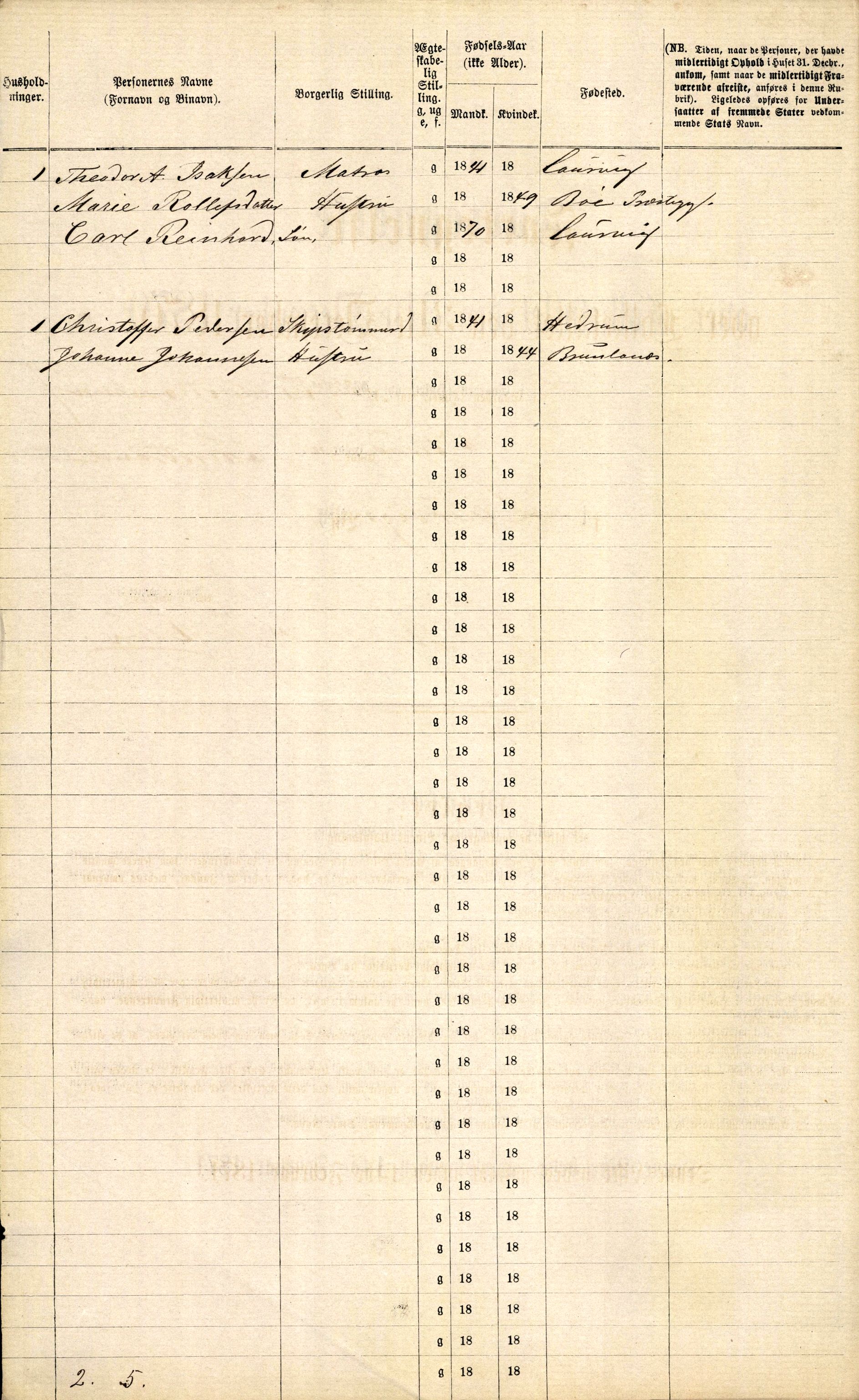 RA, 1870 census for 0707 Larvik, 1870, p. 824