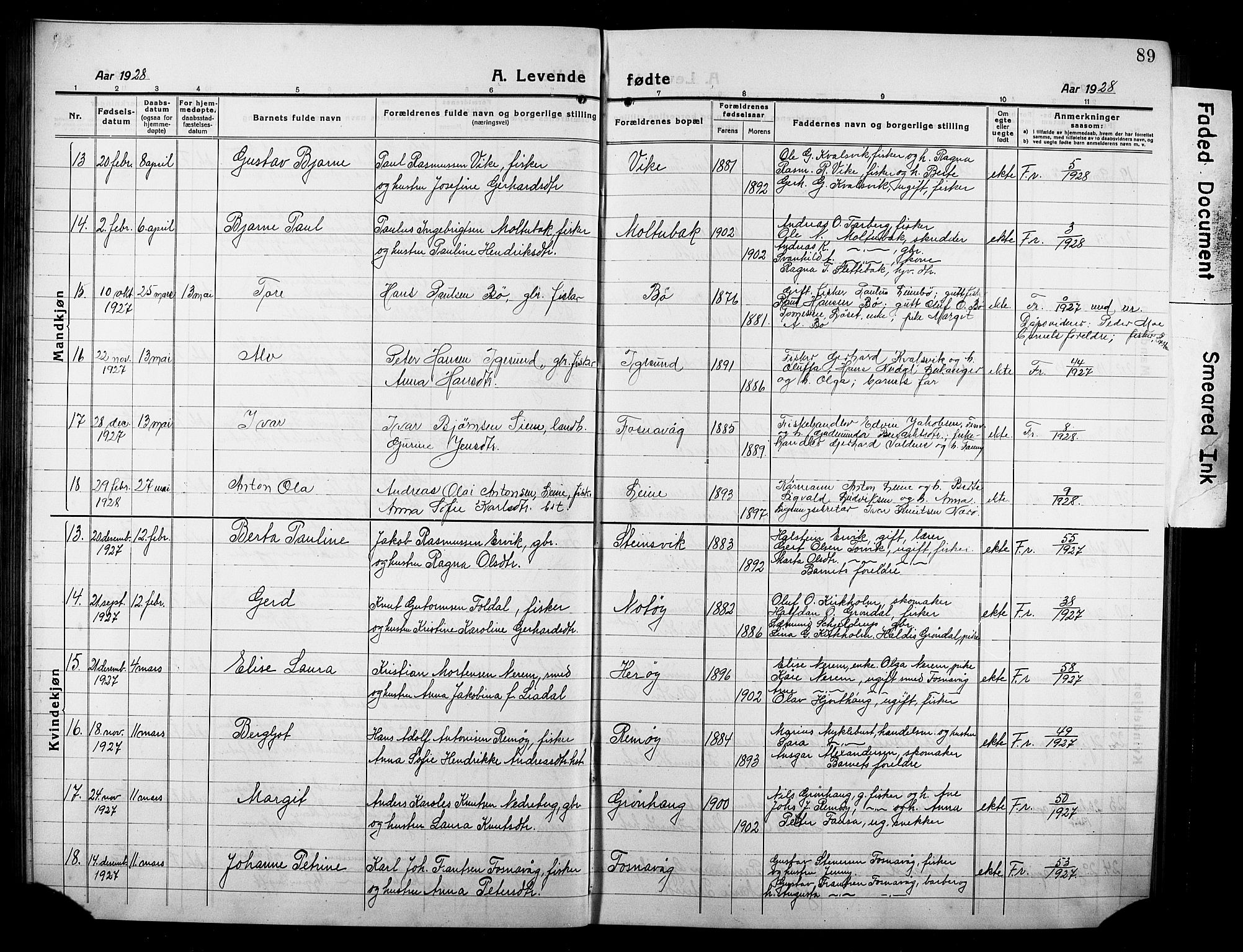 Ministerialprotokoller, klokkerbøker og fødselsregistre - Møre og Romsdal, AV/SAT-A-1454/507/L0084: Parish register (copy) no. 507C07, 1919-1932, p. 89