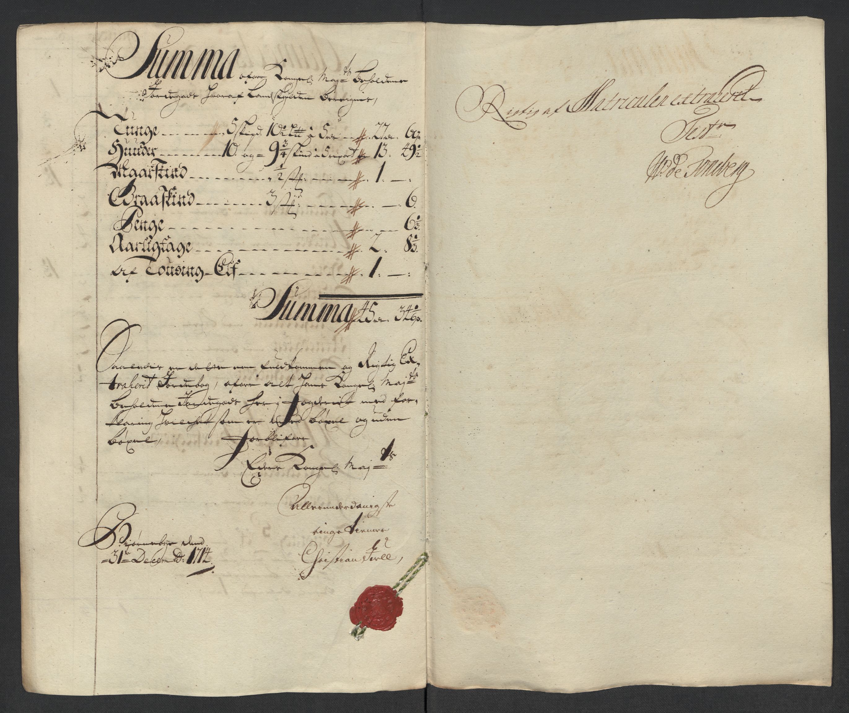 Rentekammeret inntil 1814, Reviderte regnskaper, Fogderegnskap, AV/RA-EA-4092/R13/L0852: Fogderegnskap Solør, Odal og Østerdal, 1714, p. 181