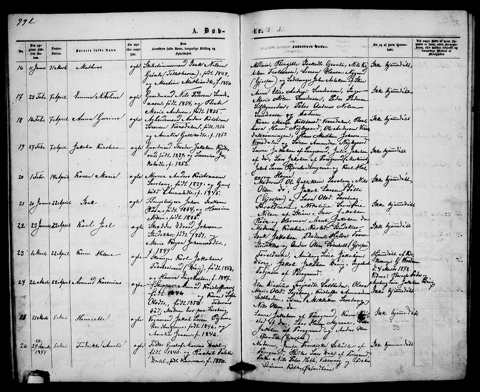 Eidanger kirkebøker, AV/SAKO-A-261/G/Ga/L0001: Parish register (copy) no. 1, 1863-1878, p. 99