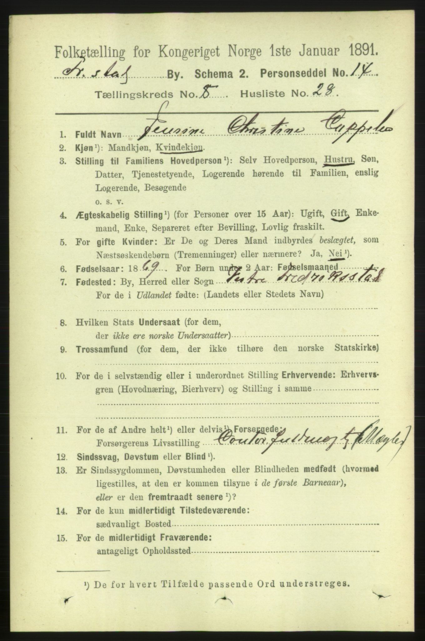 RA, 1891 census for 0103 Fredrikstad, 1891, p. 9993