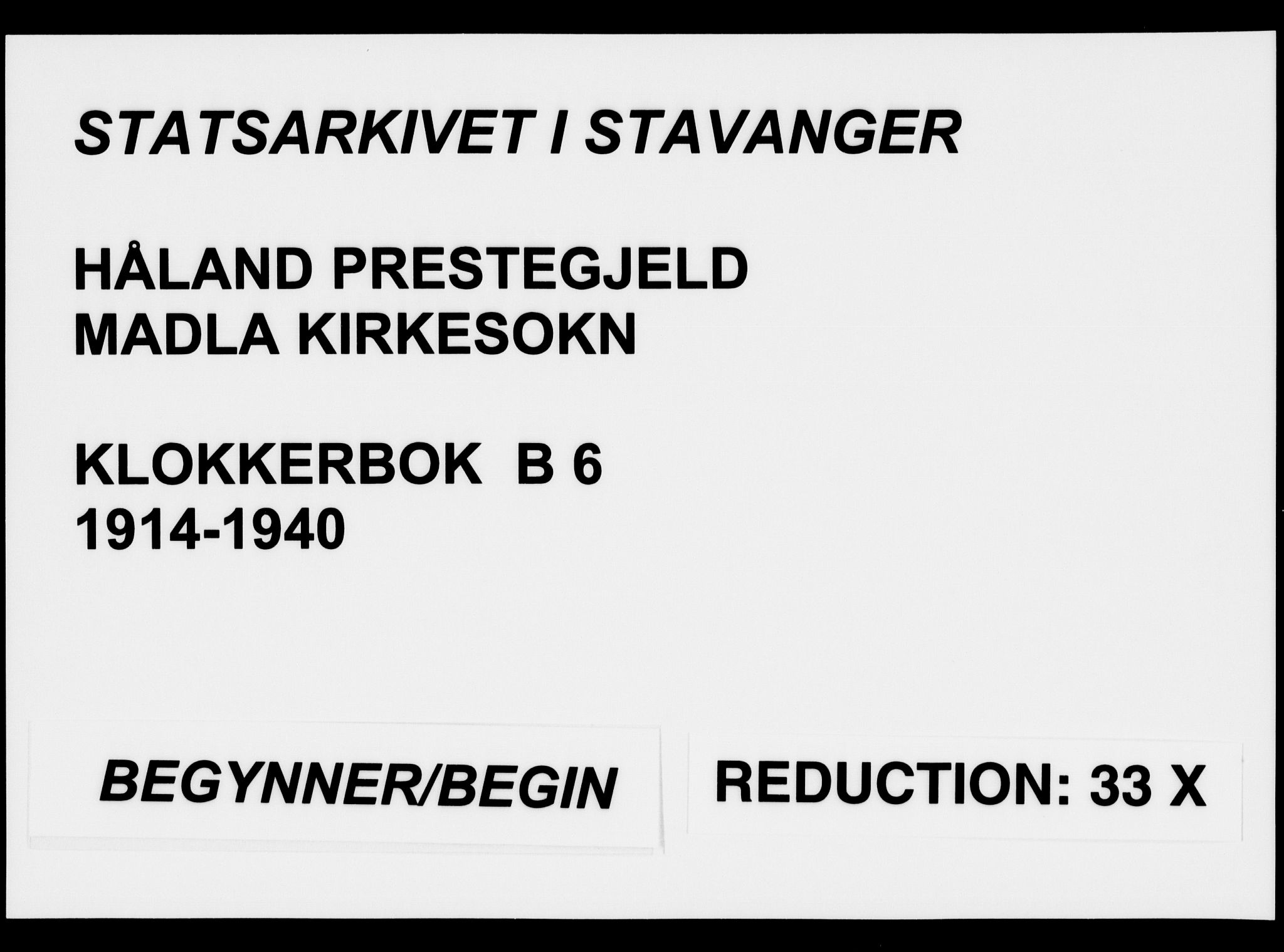 Håland sokneprestkontor, AV/SAST-A-101802/002/A/L0001: Parish register (copy) no. B 6, 1914-1940