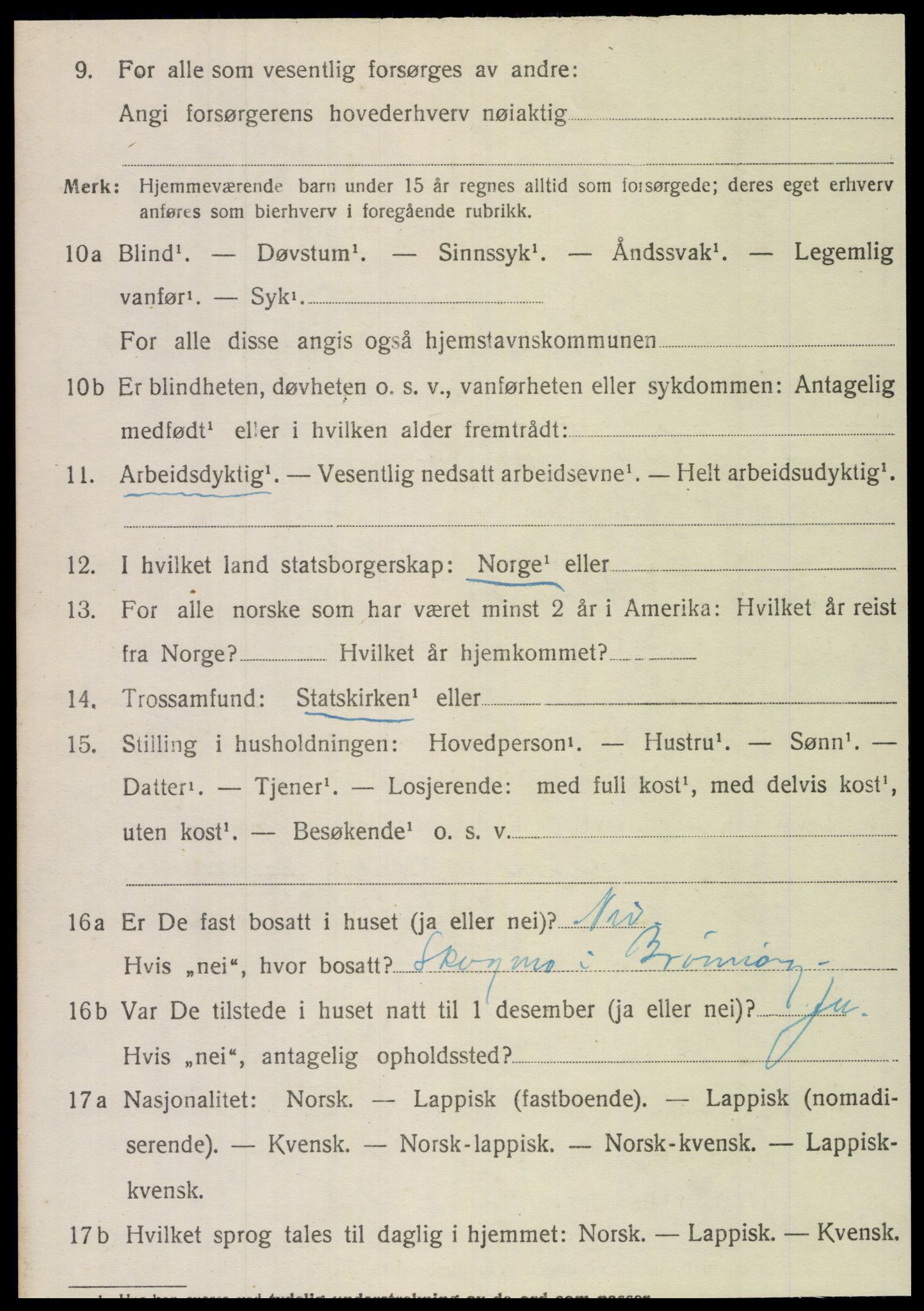 SAT, 1920 census for Brønnøy, 1920, p. 3303