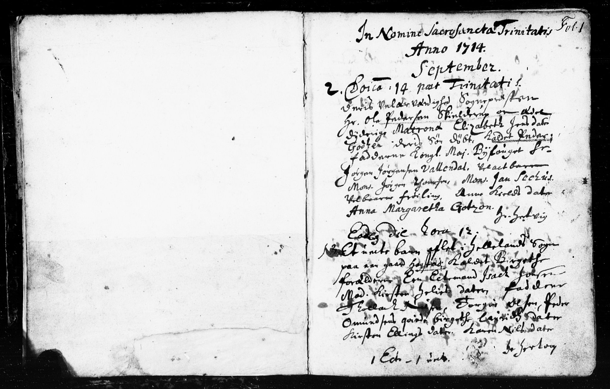 Domkirken sokneprestkontor, SAST/A-101812/001/30/30BB/L0002: Parish register (copy) no. B 2, 1714-1733, p. 1