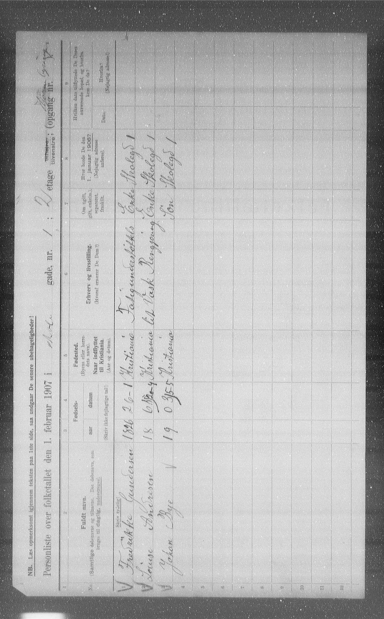 OBA, Municipal Census 1907 for Kristiania, 1907, p. 49121