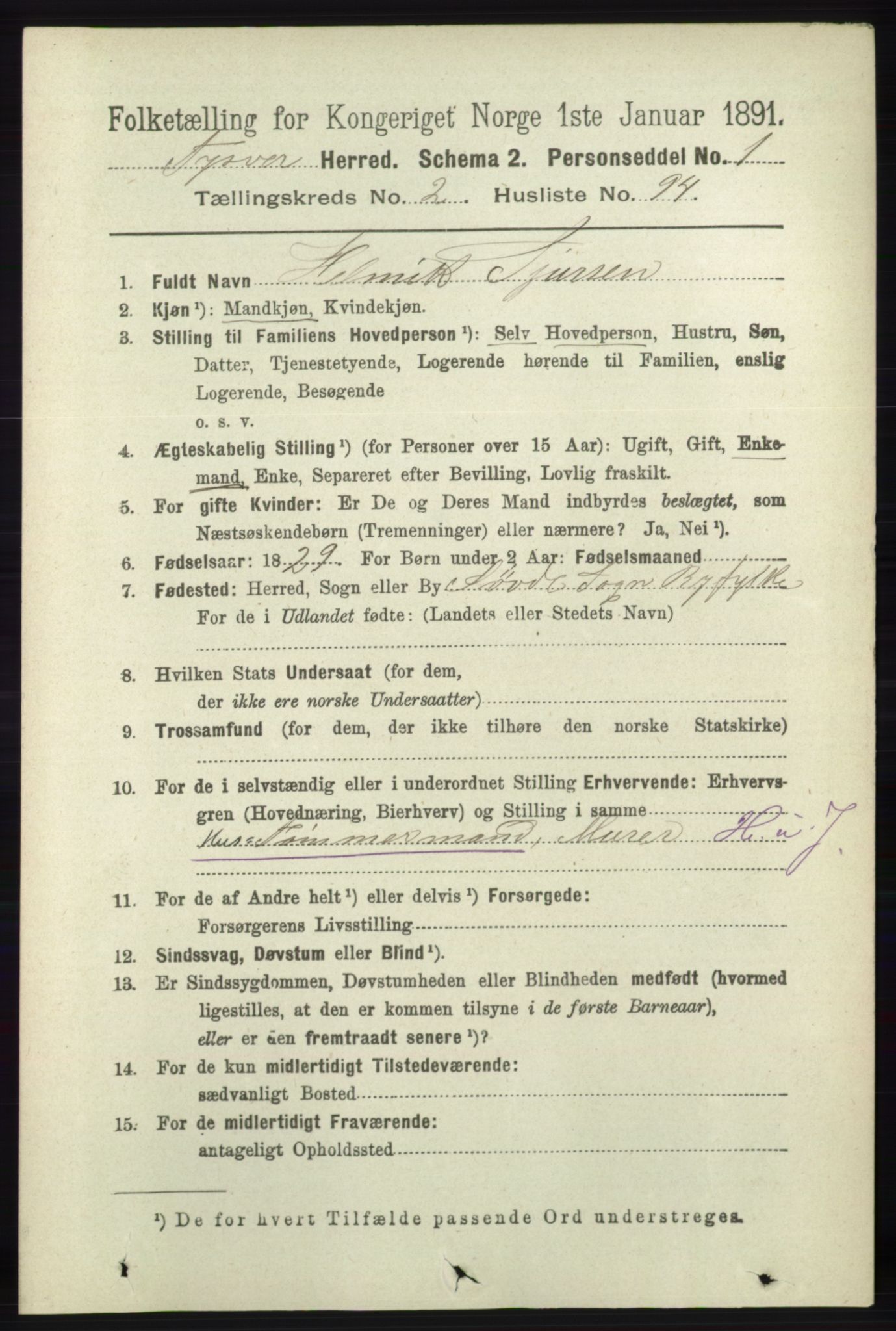 RA, 1891 census for 1146 Tysvær, 1891, p. 1177