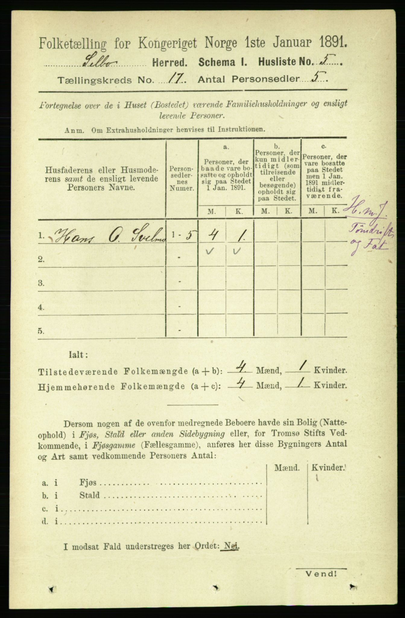 RA, 1891 census for 1664 Selbu, 1891, p. 6007