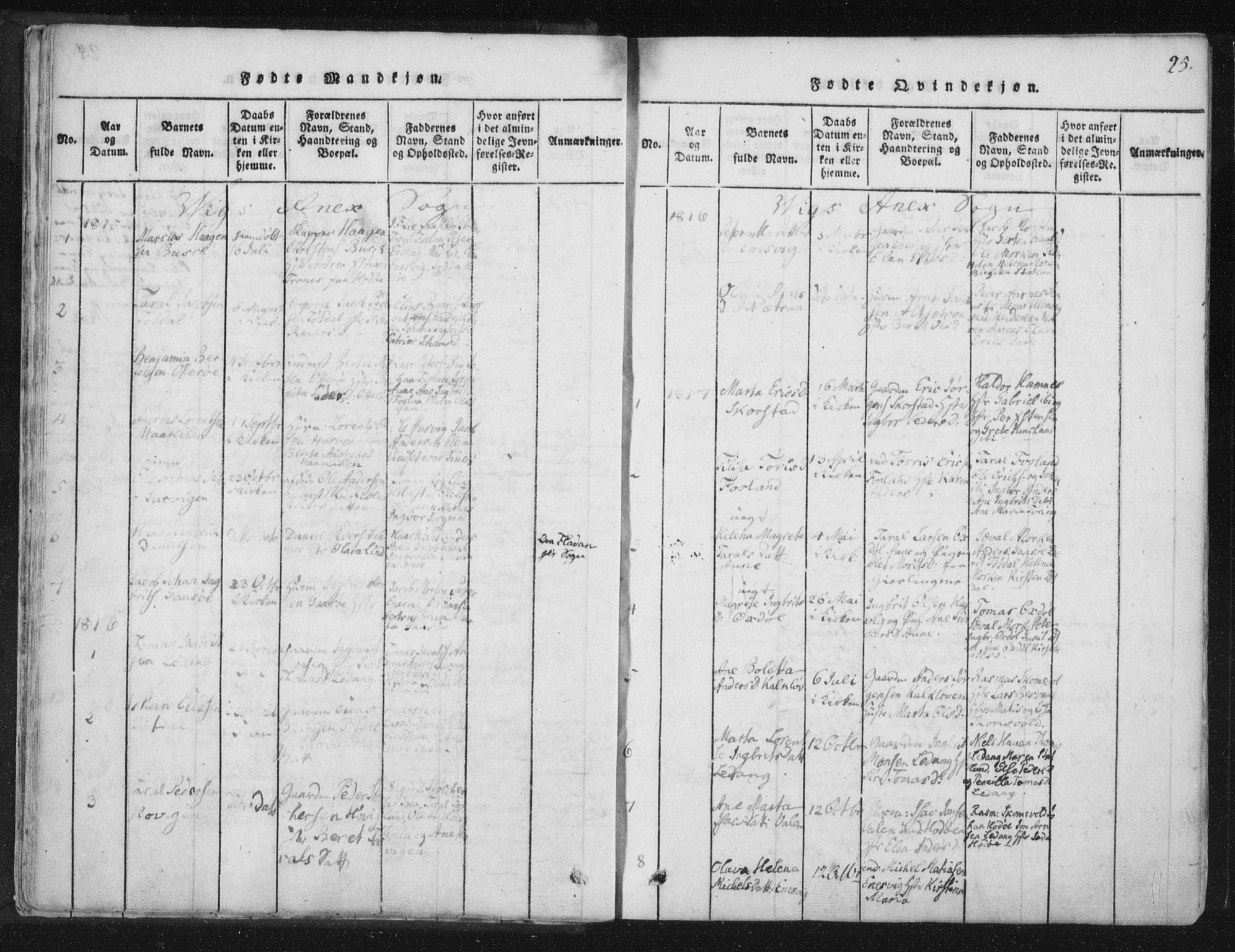Ministerialprotokoller, klokkerbøker og fødselsregistre - Nord-Trøndelag, SAT/A-1458/773/L0609: Parish register (official) no. 773A03 /2, 1815-1830, p. 25