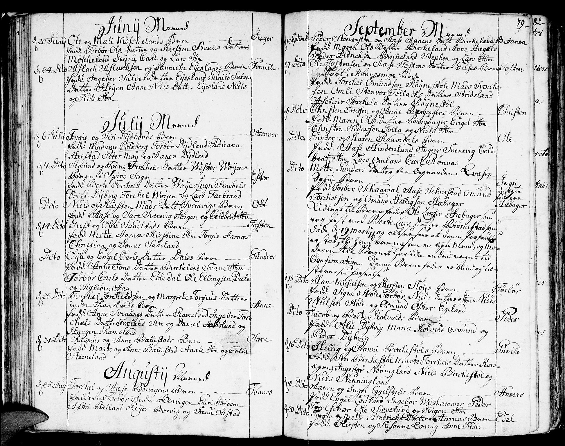 Lyngdal sokneprestkontor, AV/SAK-1111-0029/F/Fa/Fac/L0001: Parish register (official) no. A 1, 1727-1779, p. 79