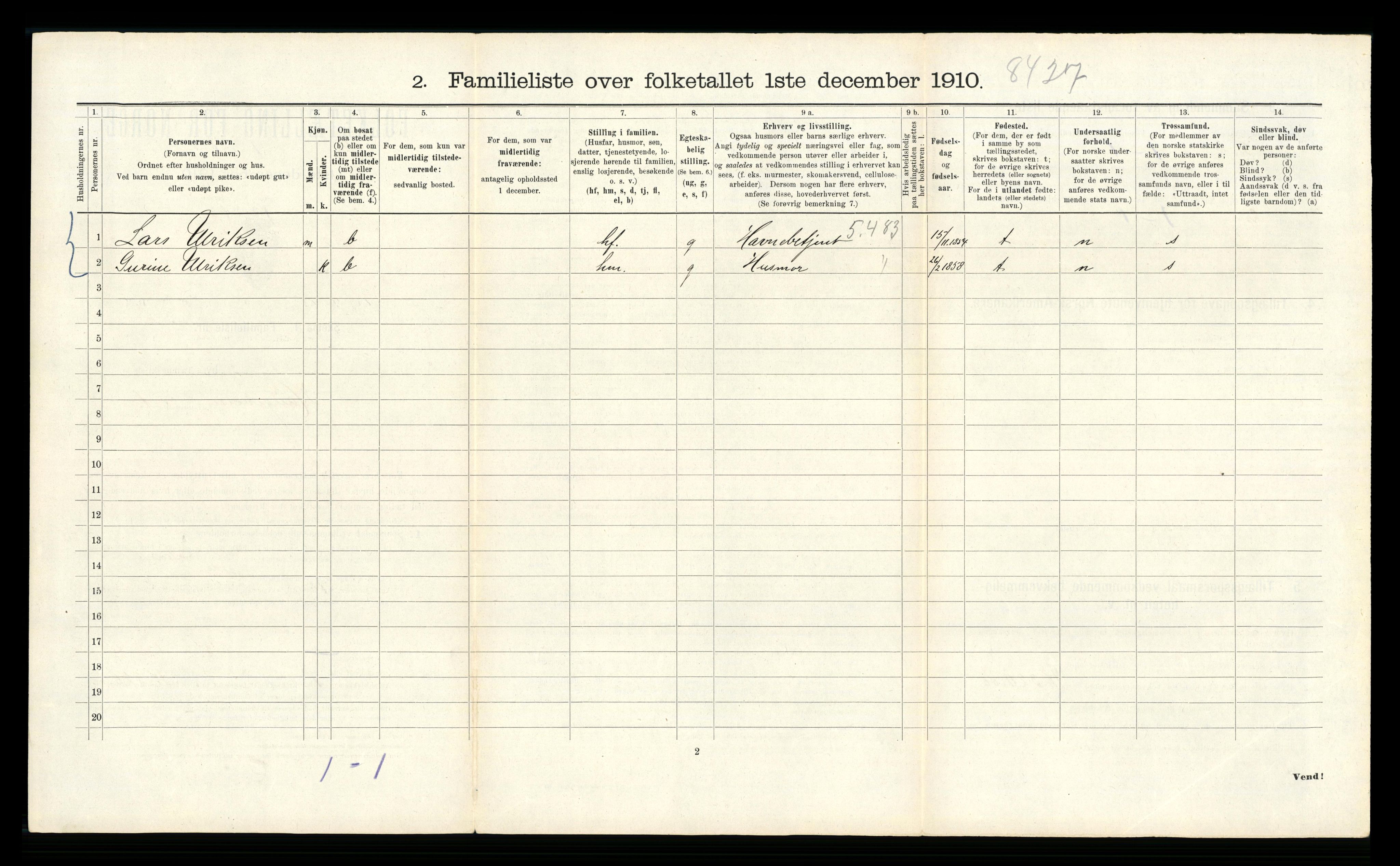 RA, 1910 census for Bergen, 1910, p. 12312