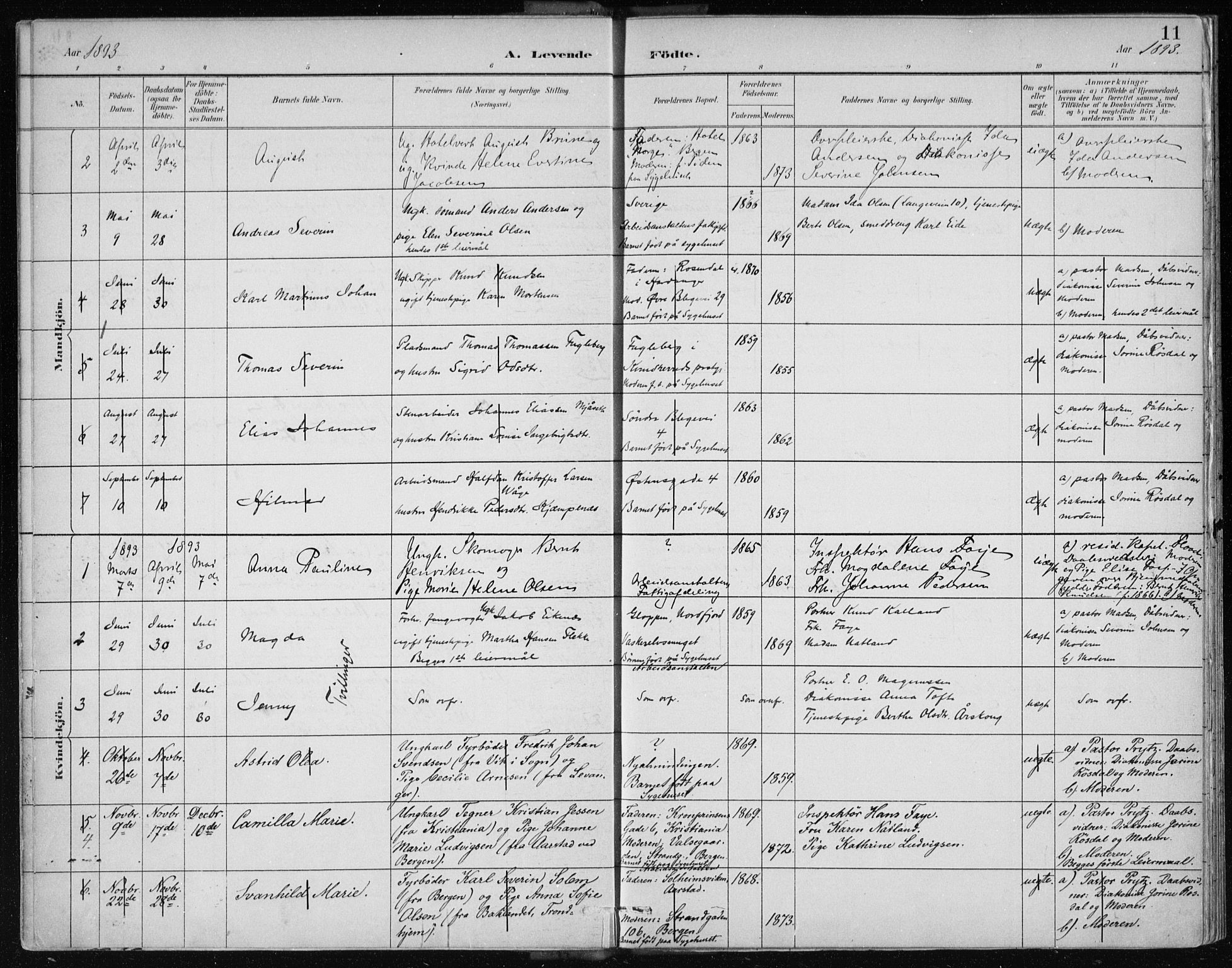 Bergen kommunale pleiehjem - stiftelsespresten, AV/SAB-A-100281: Parish register (official) no. A 2, 1887-1939, p. 11