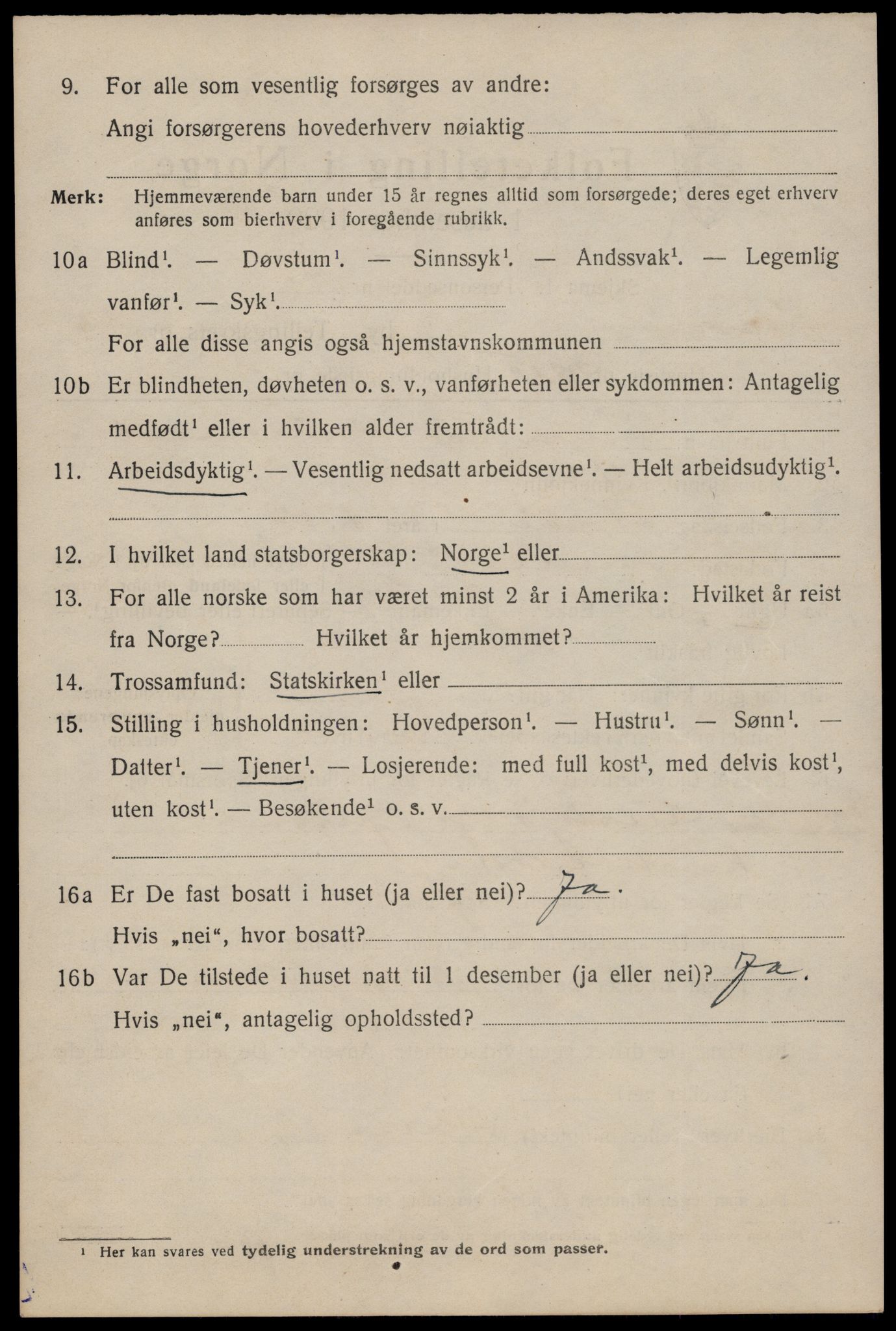 SAST, 1920 census for Stavanger, 1920, p. 89003