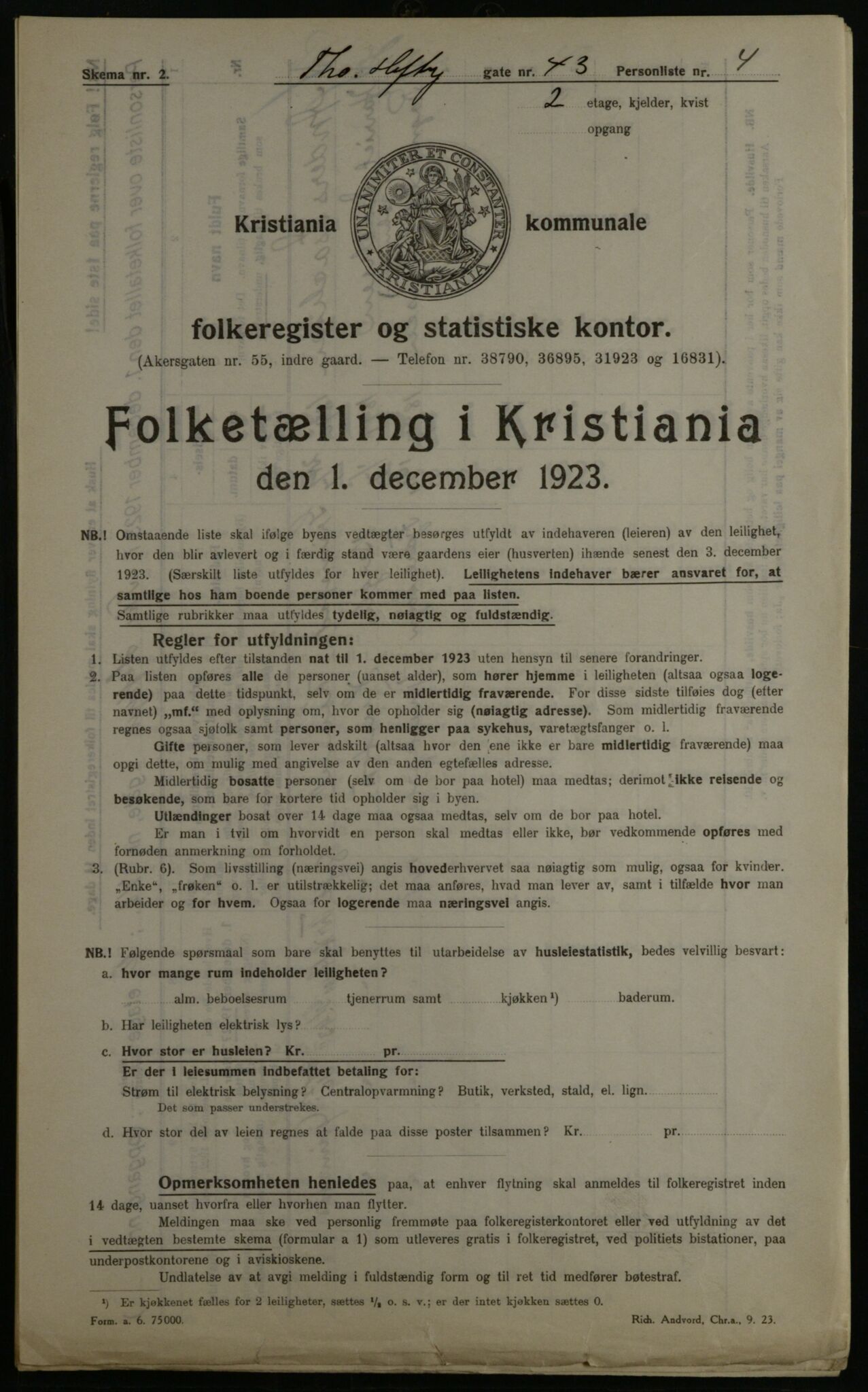 OBA, Municipal Census 1923 for Kristiania, 1923, p. 120574