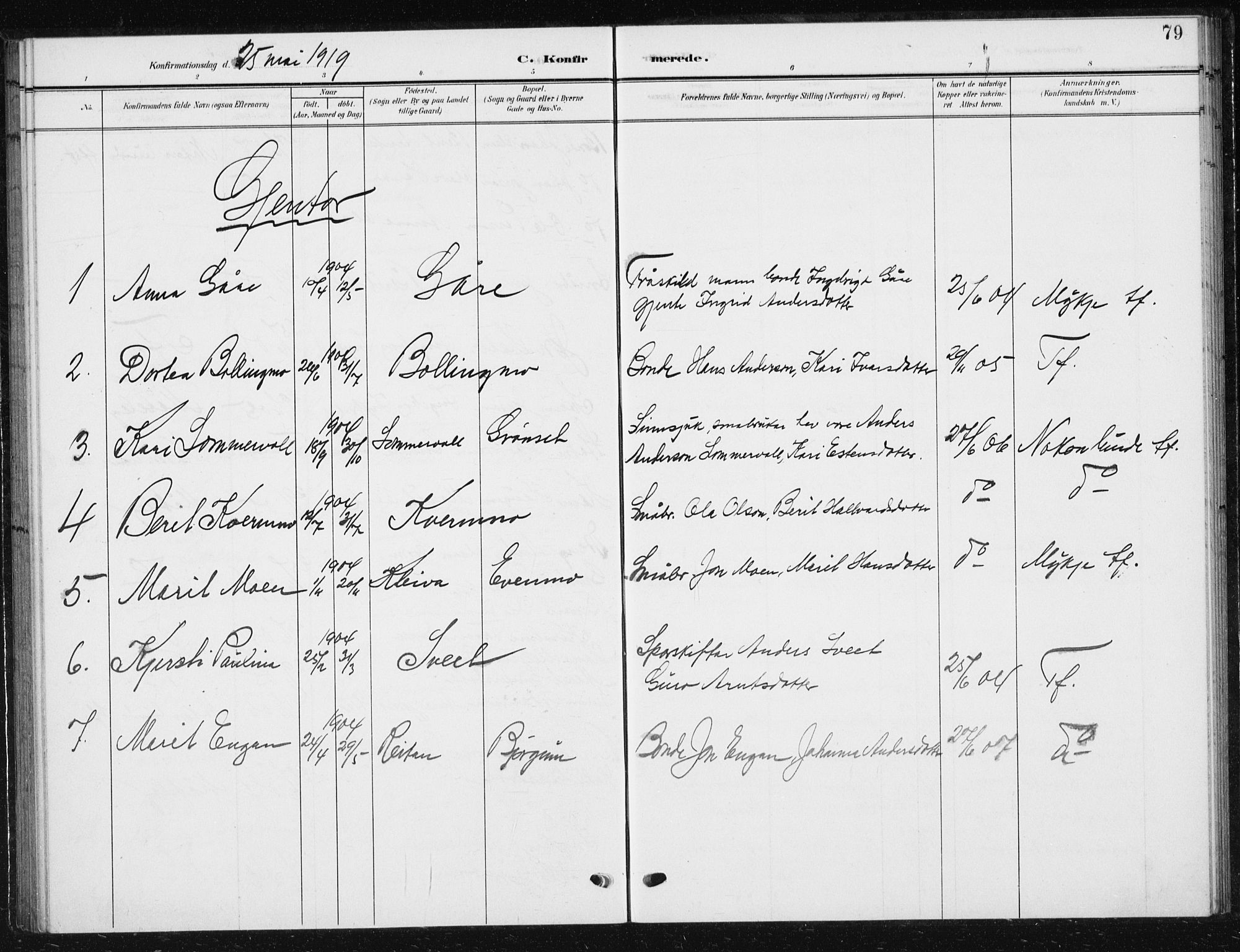 Ministerialprotokoller, klokkerbøker og fødselsregistre - Sør-Trøndelag, SAT/A-1456/685/L0979: Parish register (copy) no. 685C04, 1908-1933, p. 79