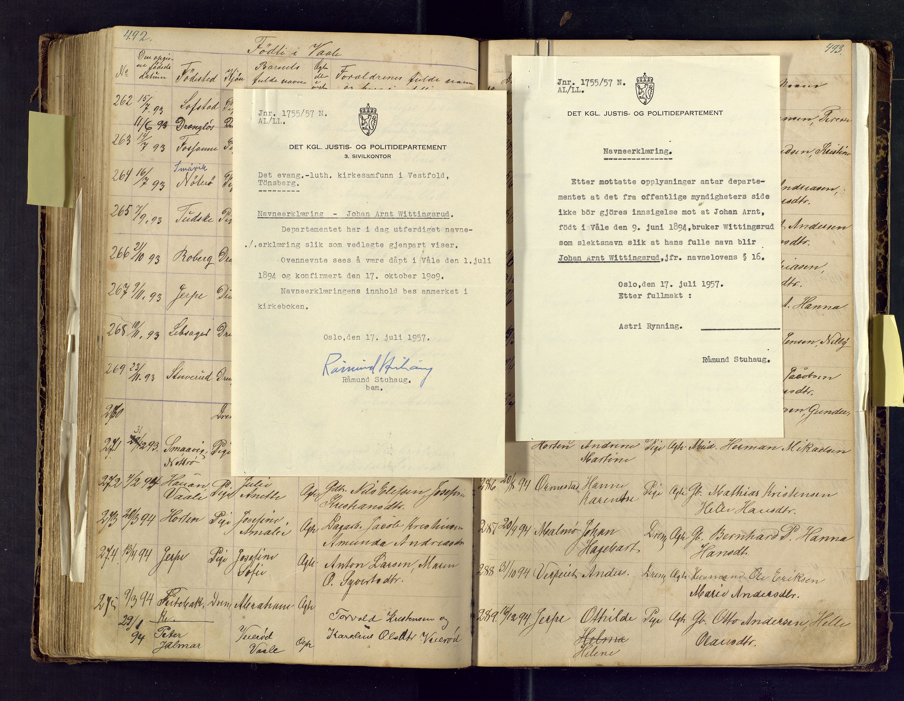 Den evangelisk lutherske frimenighet i Jarlsbergs grevskap med flere steder, SAKO/P-1384/F/Fa/L0001: Dissenter register no. Fa/L0001, 1872-1925, p. 492-493