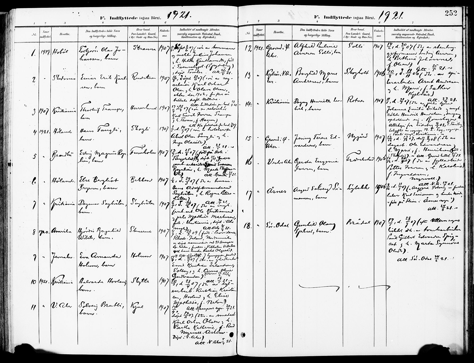 Nittedal prestekontor Kirkebøker, AV/SAO-A-10365a/F/Fa/L0008: Parish register (official) no. I 8, 1902-1926, p. 252