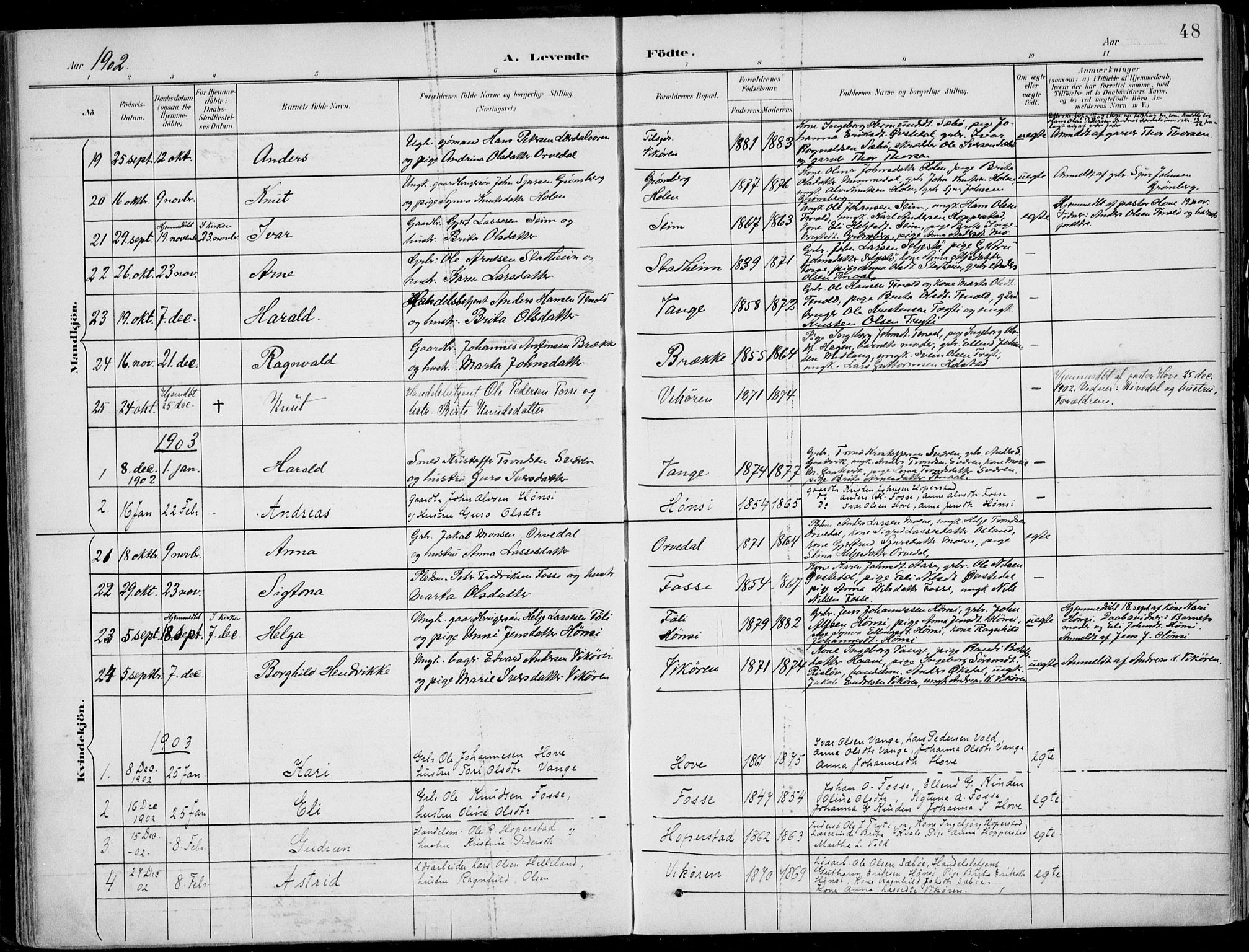 Vik sokneprestembete, AV/SAB-A-81501/H/Haa/Haab/L0002: Parish register (official) no. B  2, 1891-1907, p. 48