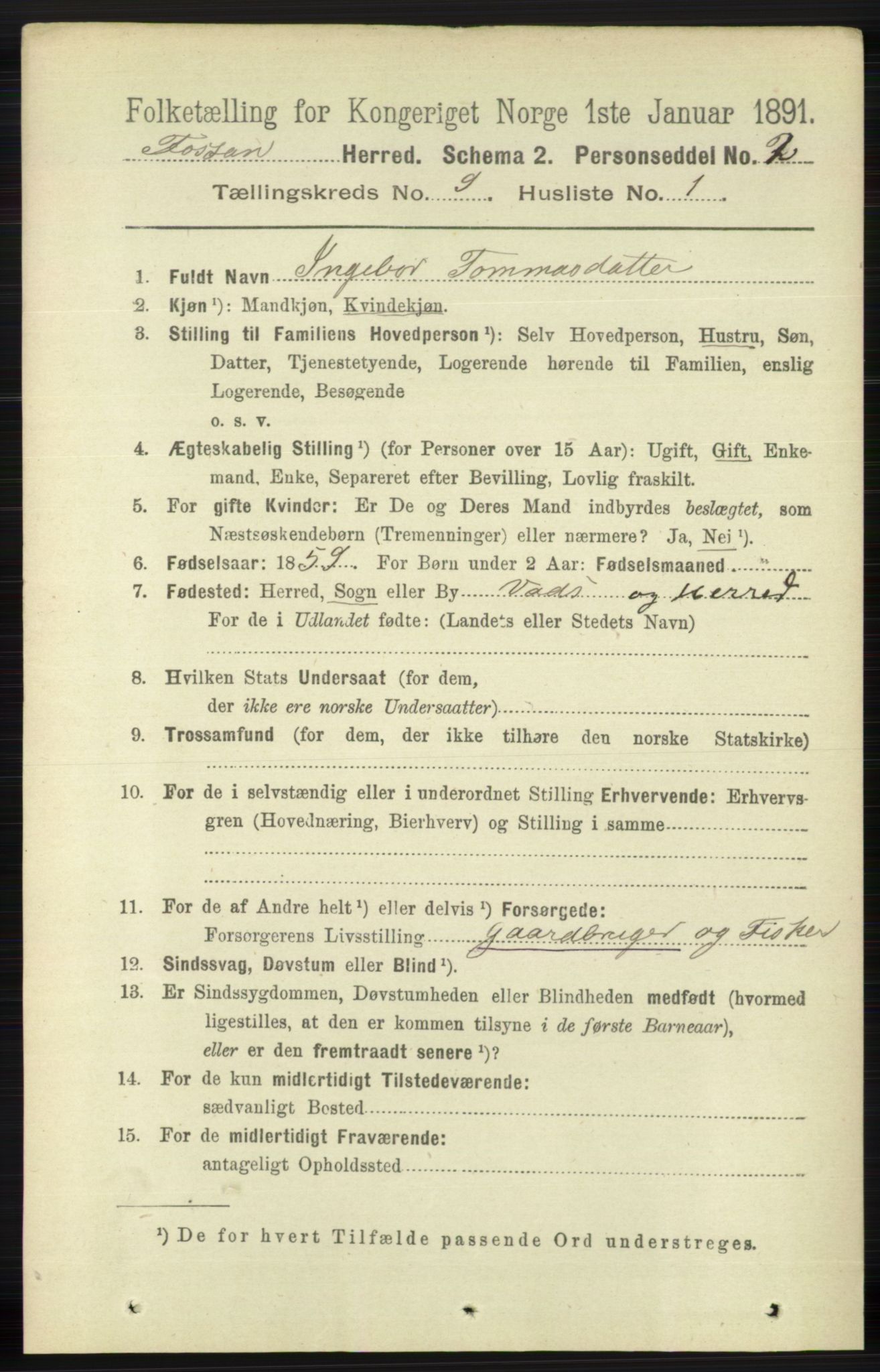 RA, 1891 census for 1129 Forsand, 1891, p. 1472