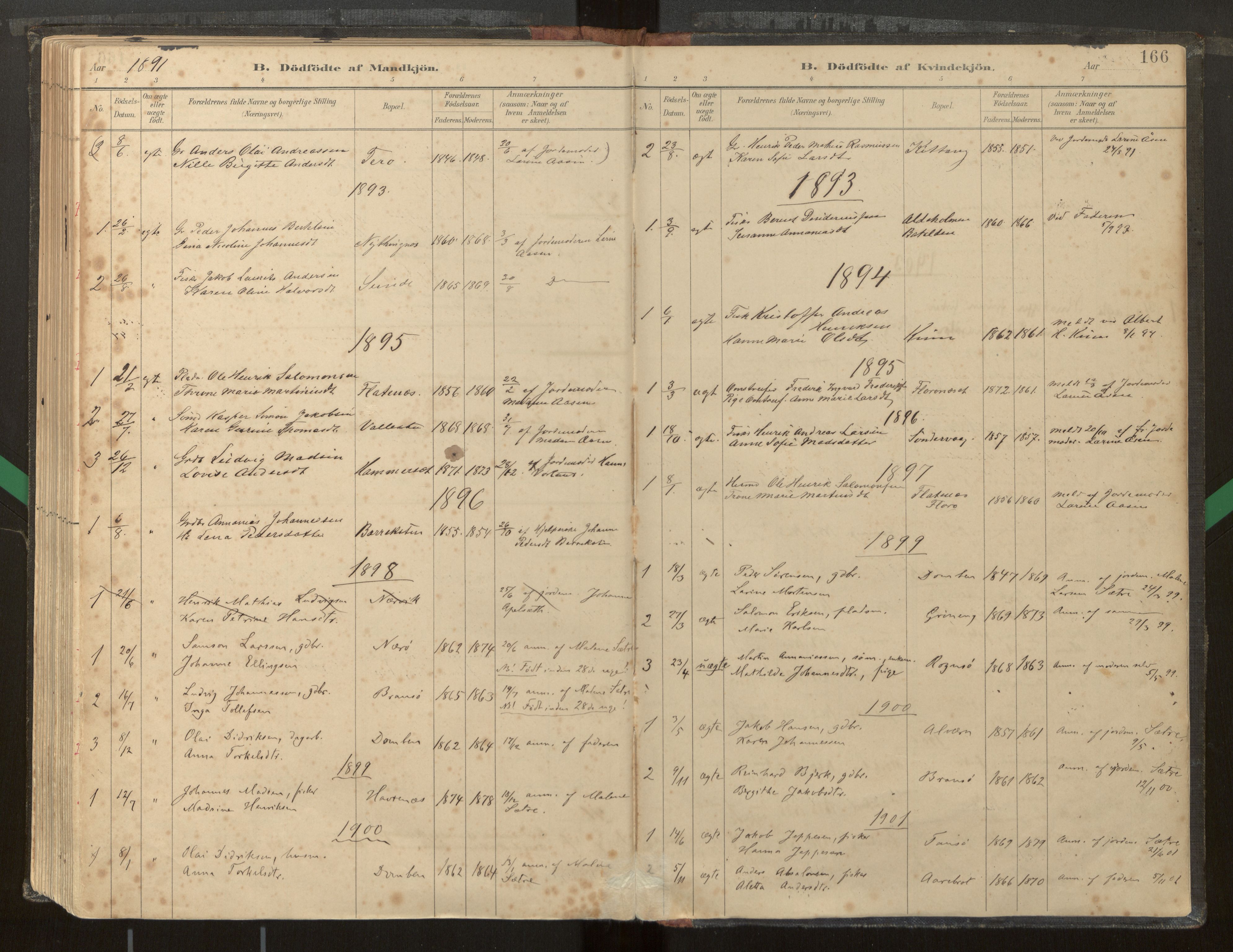 Kinn sokneprestembete, AV/SAB-A-80801/H/Haa/Haab/L0001: Parish register (official) no. B 1, 1886-1921, p. 166