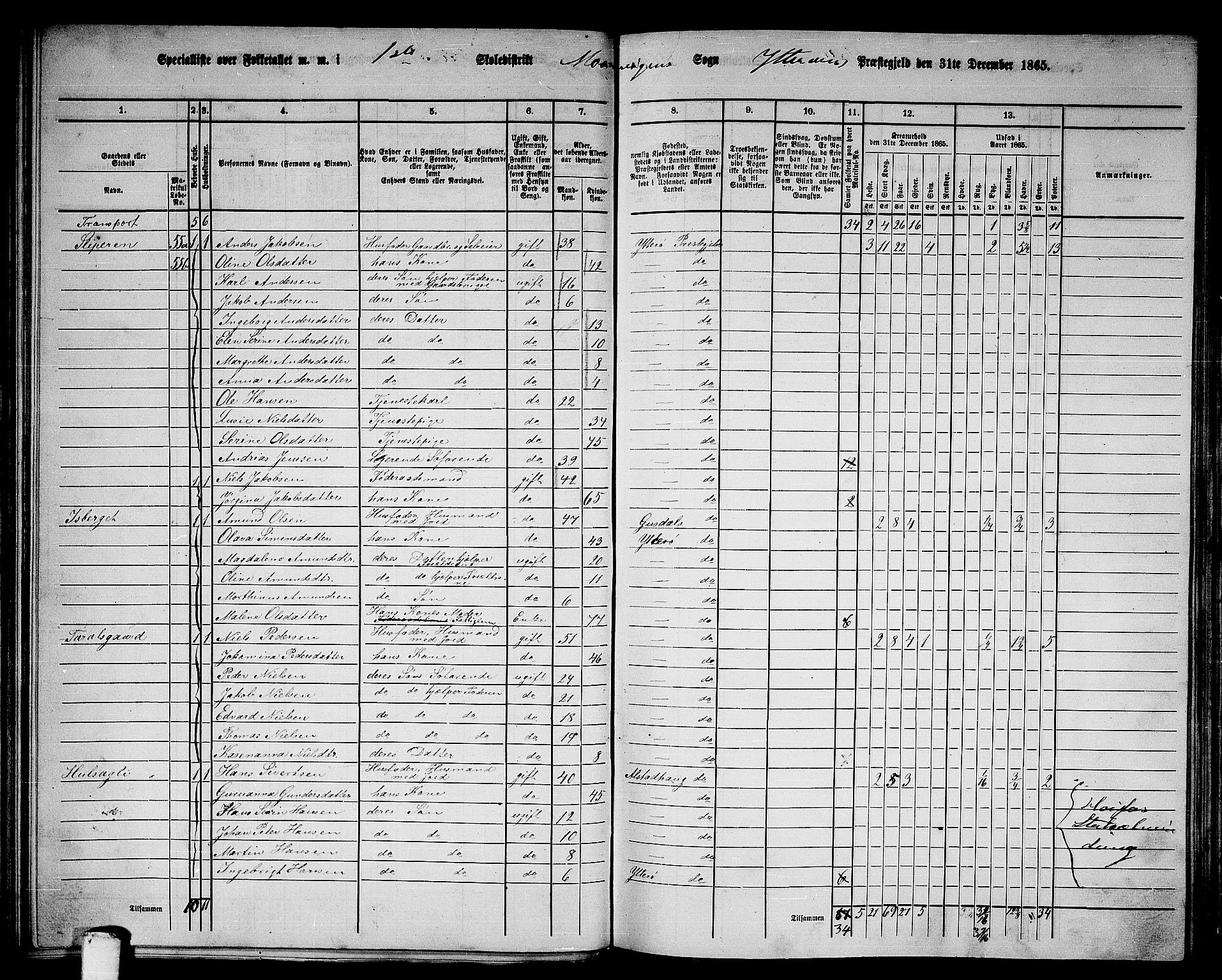 RA, 1865 census for Ytterøy, 1865, p. 71