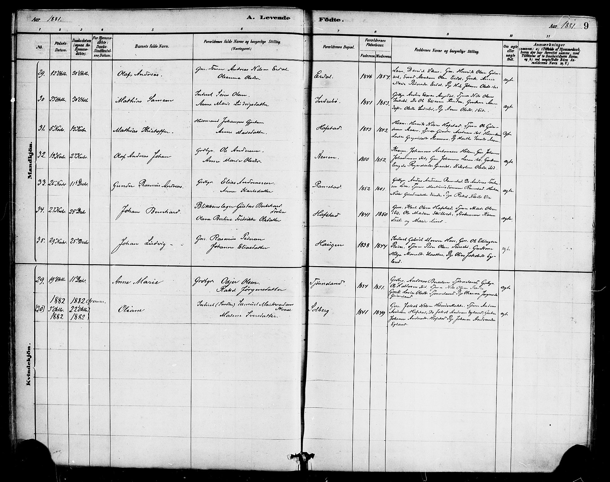 Førde sokneprestembete, SAB/A-79901/H/Haa/Haab/L0001: Parish register (official) no. B 1, 1880-1898, p. 9