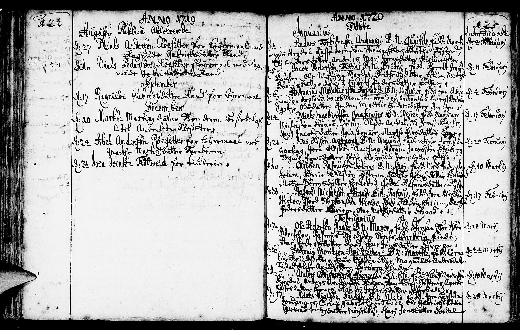 Gloppen sokneprestembete, AV/SAB-A-80101/H/Haa/Haaa/L0002: Parish register (official) no. A 2, 1712-1735, p. 124-125