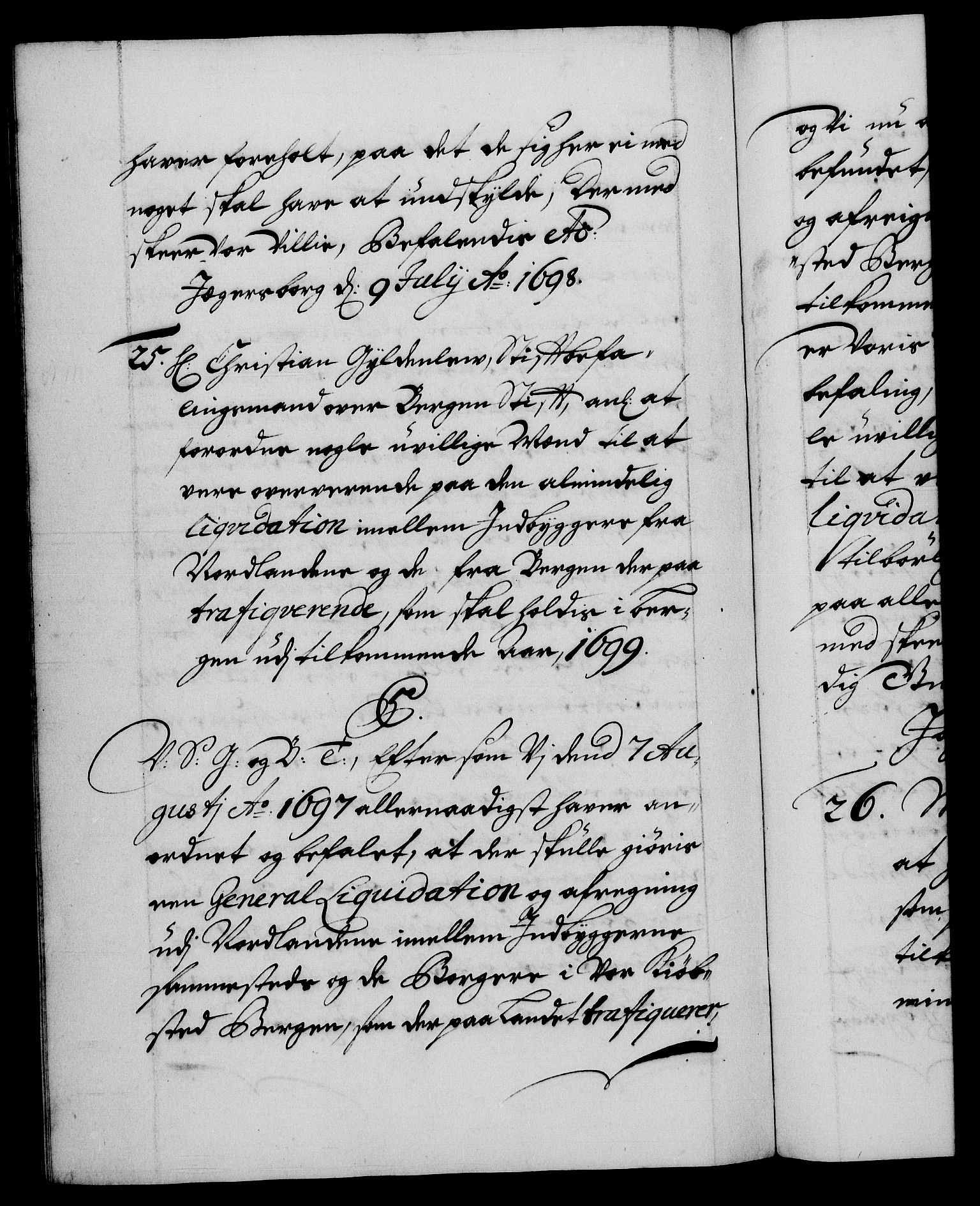 Danske Kanselli 1572-1799, AV/RA-EA-3023/F/Fc/Fca/Fcab/L0015: Norske tegnelser (mikrofilm), 1692-1699, p. 345b