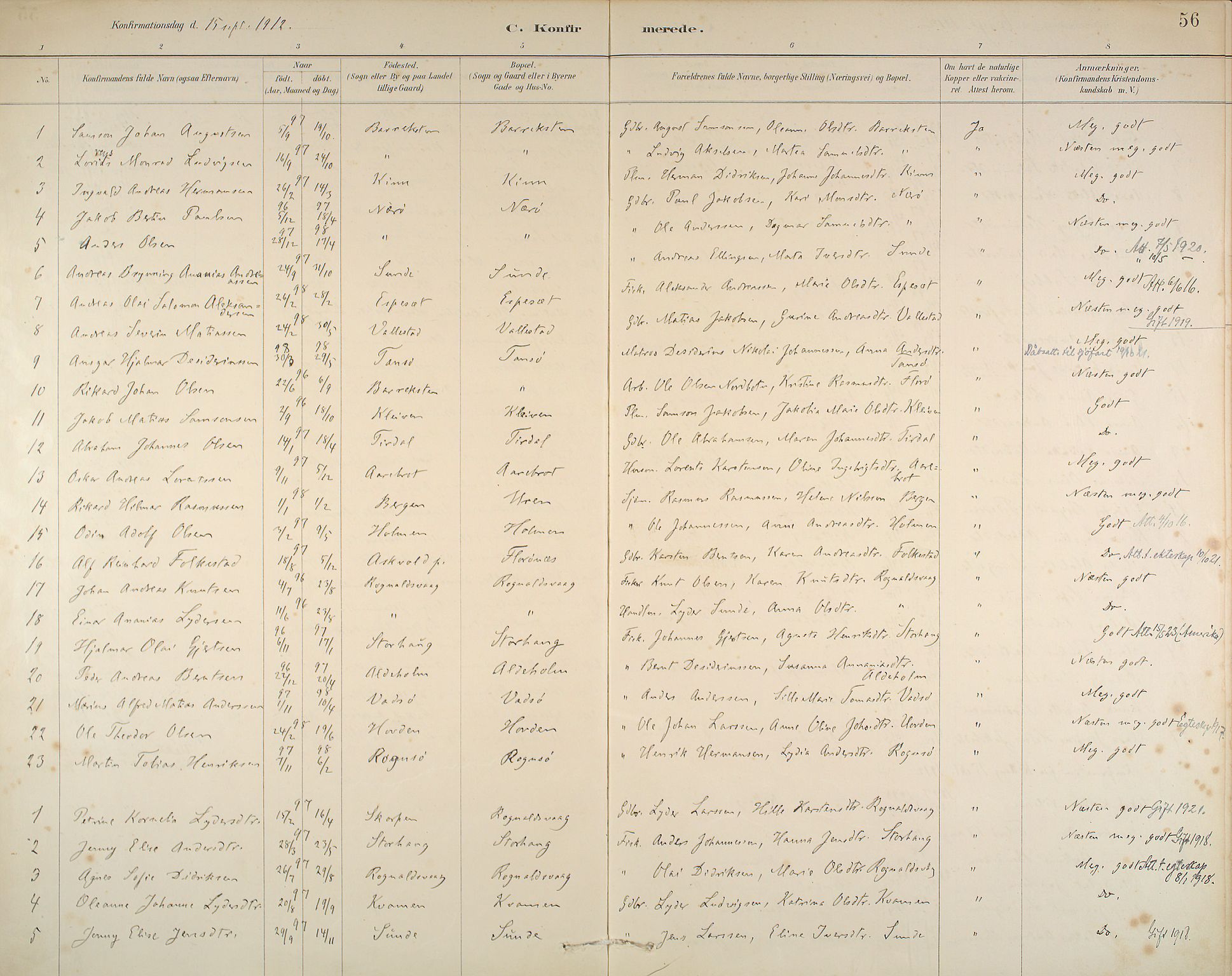 Kinn sokneprestembete, SAB/A-80801/H/Haa/Haab/L0006: Parish register (official) no. B 6, 1883-1925, p. 56