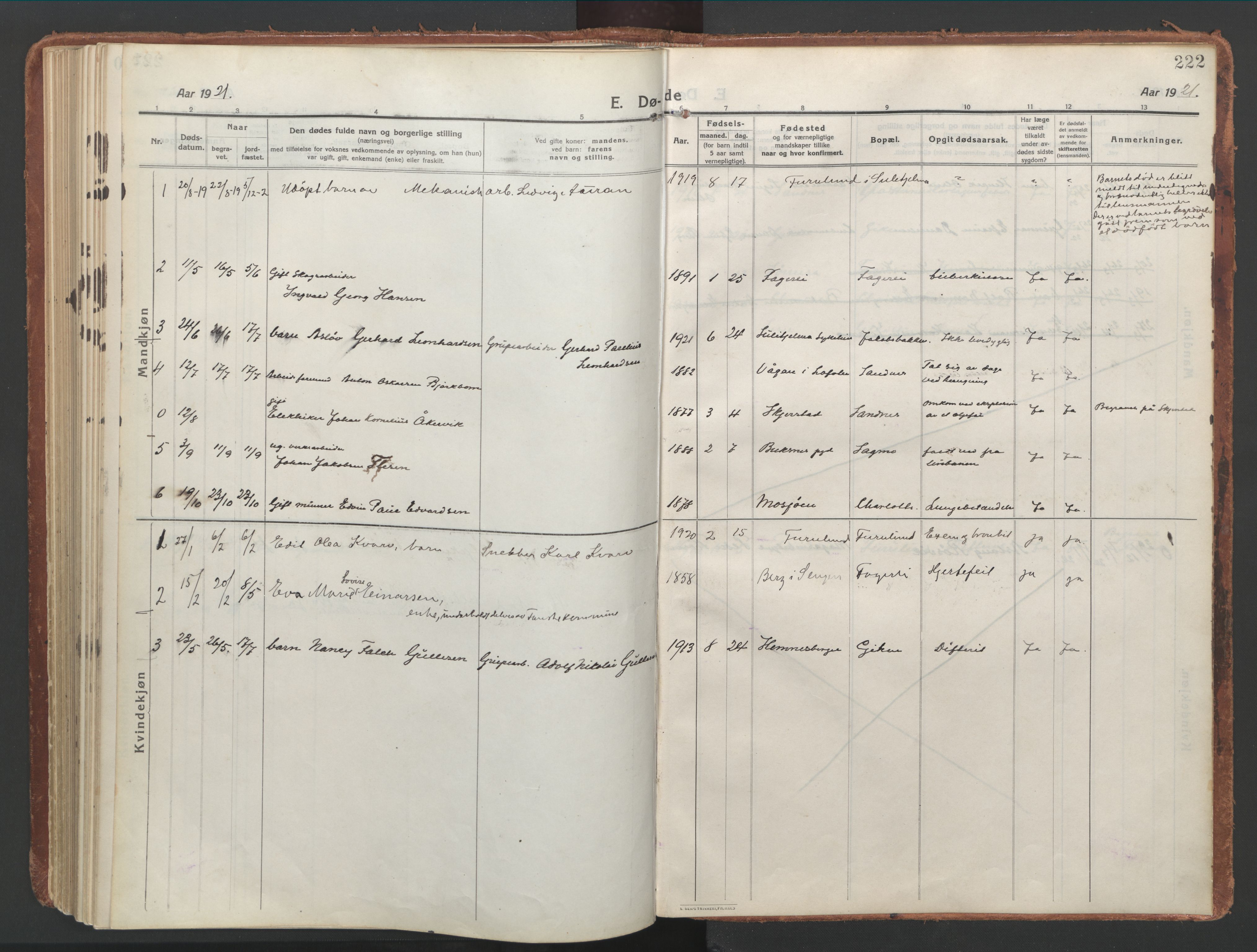 Ministerialprotokoller, klokkerbøker og fødselsregistre - Nordland, AV/SAT-A-1459/850/L0715: Curate's parish register no. 850B05, 1913-1924, p. 222