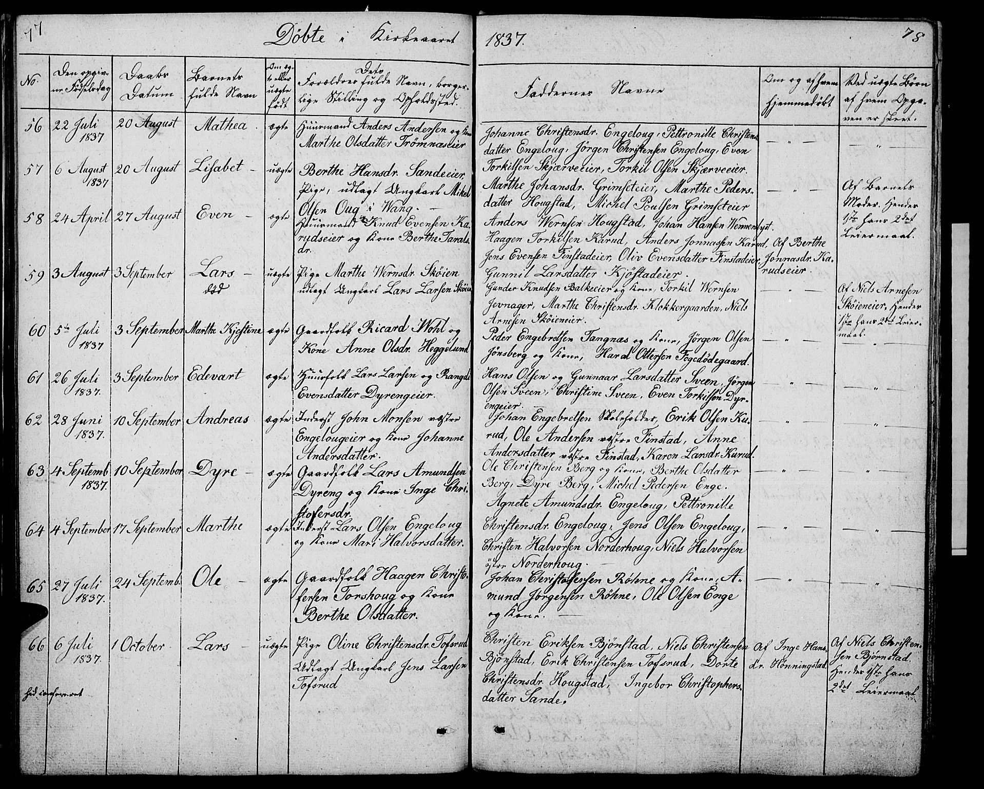 Løten prestekontor, AV/SAH-PREST-022/L/La/L0002: Parish register (copy) no. 2, 1832-1850, p. 77-78