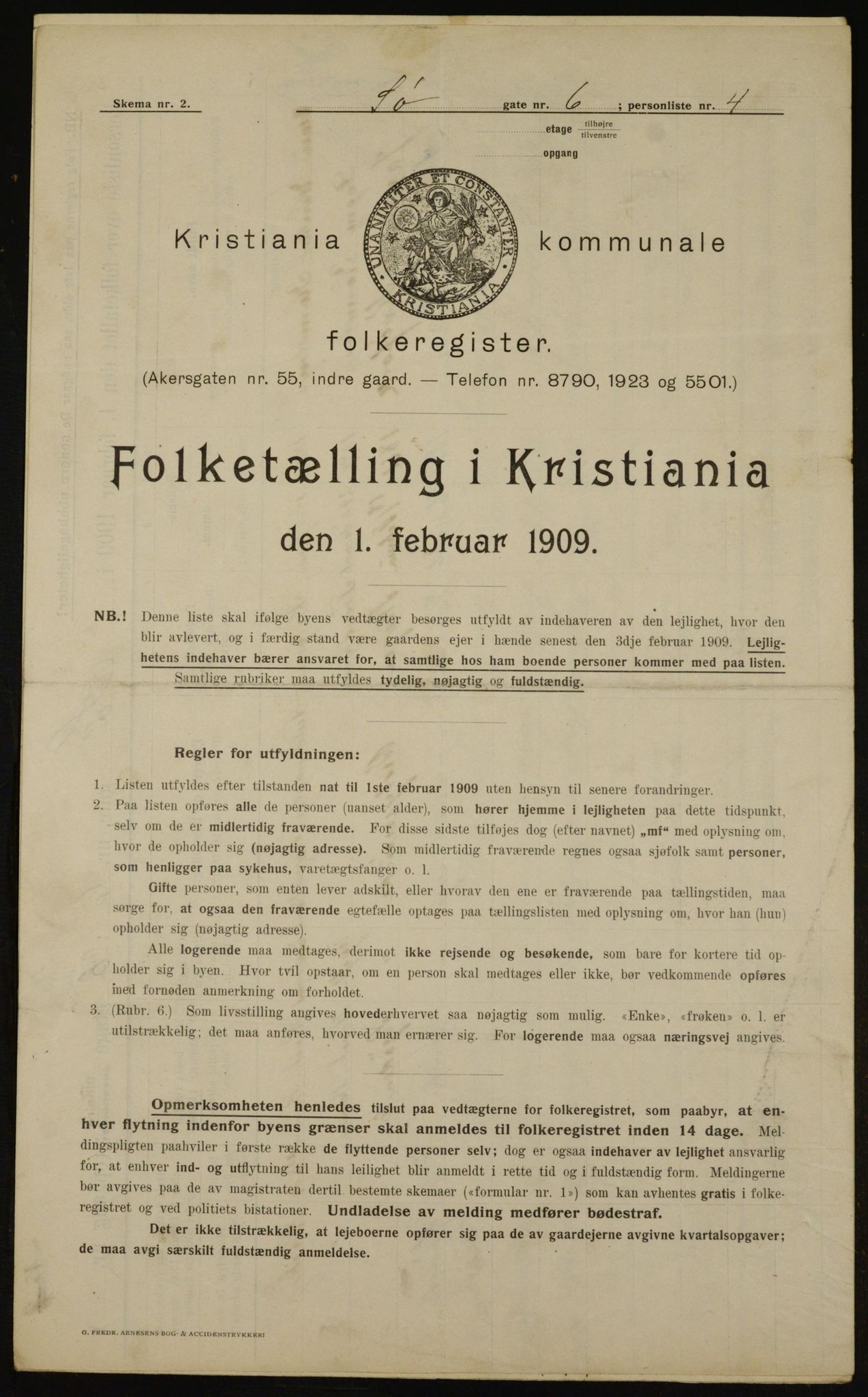 OBA, Municipal Census 1909 for Kristiania, 1909, p. 96197