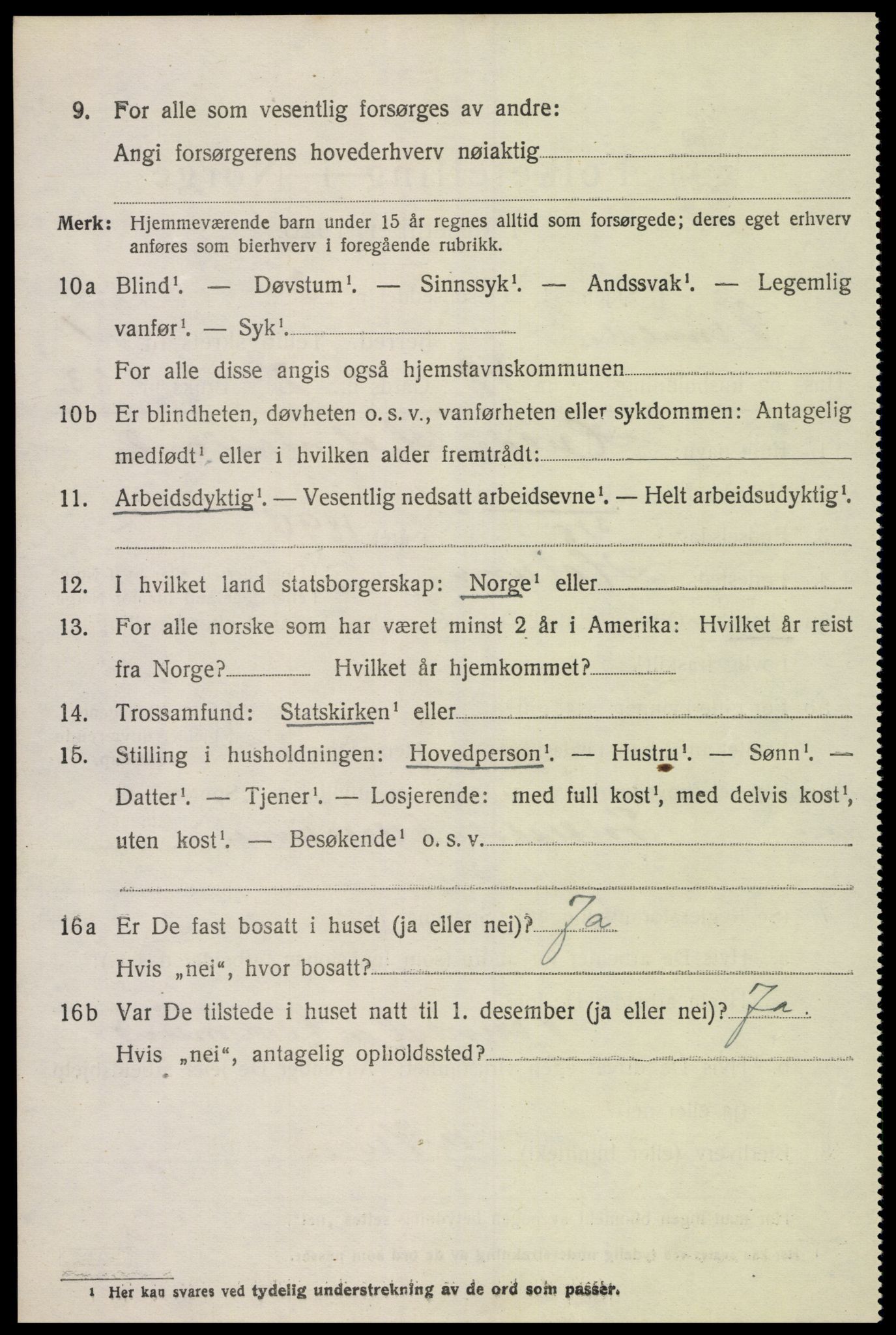 SAK, 1920 census for Vennesla, 1920, p. 1477