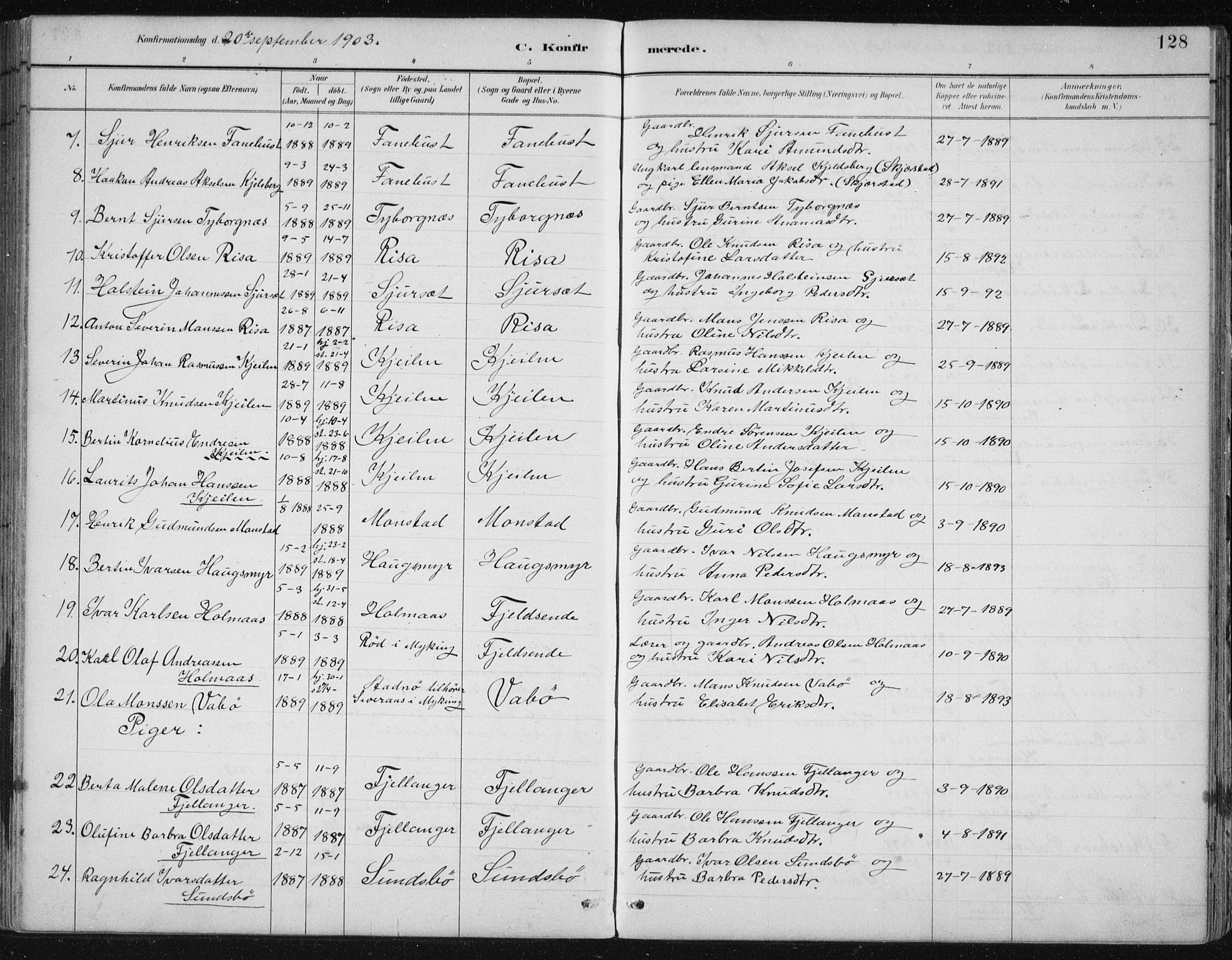 Lindås Sokneprestembete, SAB/A-76701/H/Hab: Parish register (copy) no. B 3, 1886-1914, p. 128