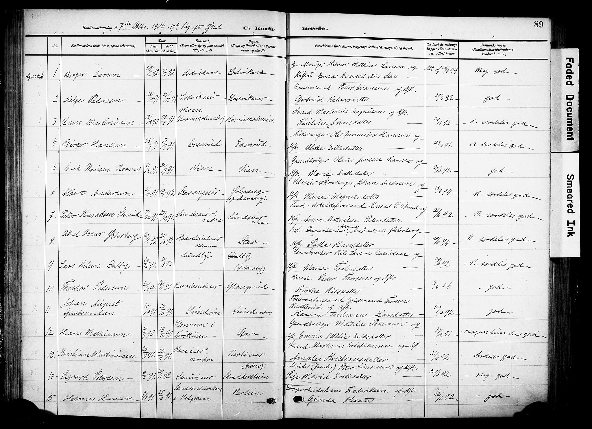 Nes prestekontor, Hedmark, SAH/PREST-020/K/Ka/L0014: Parish register (official) no. 14, 1906-1929, p. 89