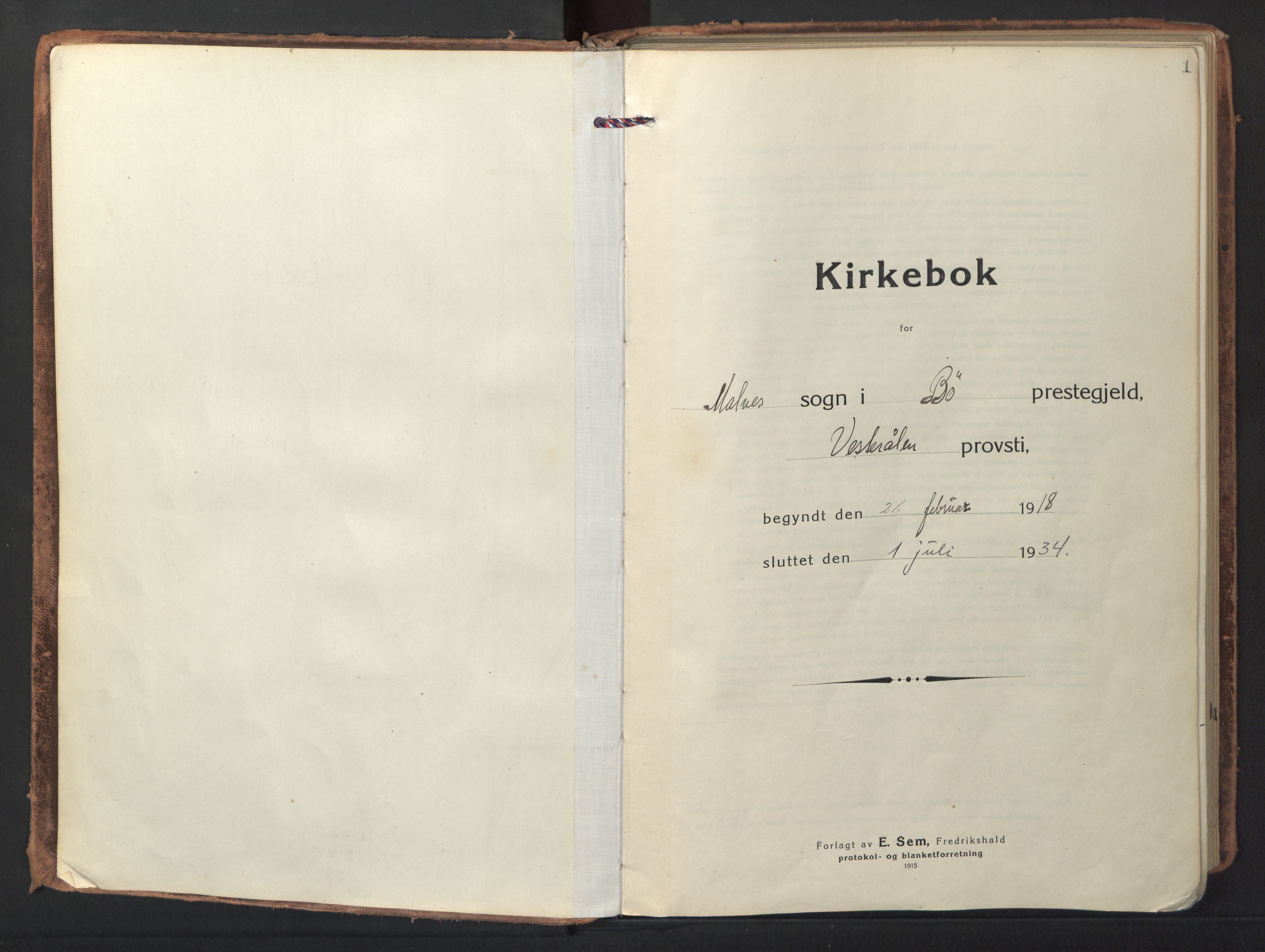 Ministerialprotokoller, klokkerbøker og fødselsregistre - Nordland, AV/SAT-A-1459/892/L1323: Parish register (official) no. 892A04, 1917-1934, p. 1