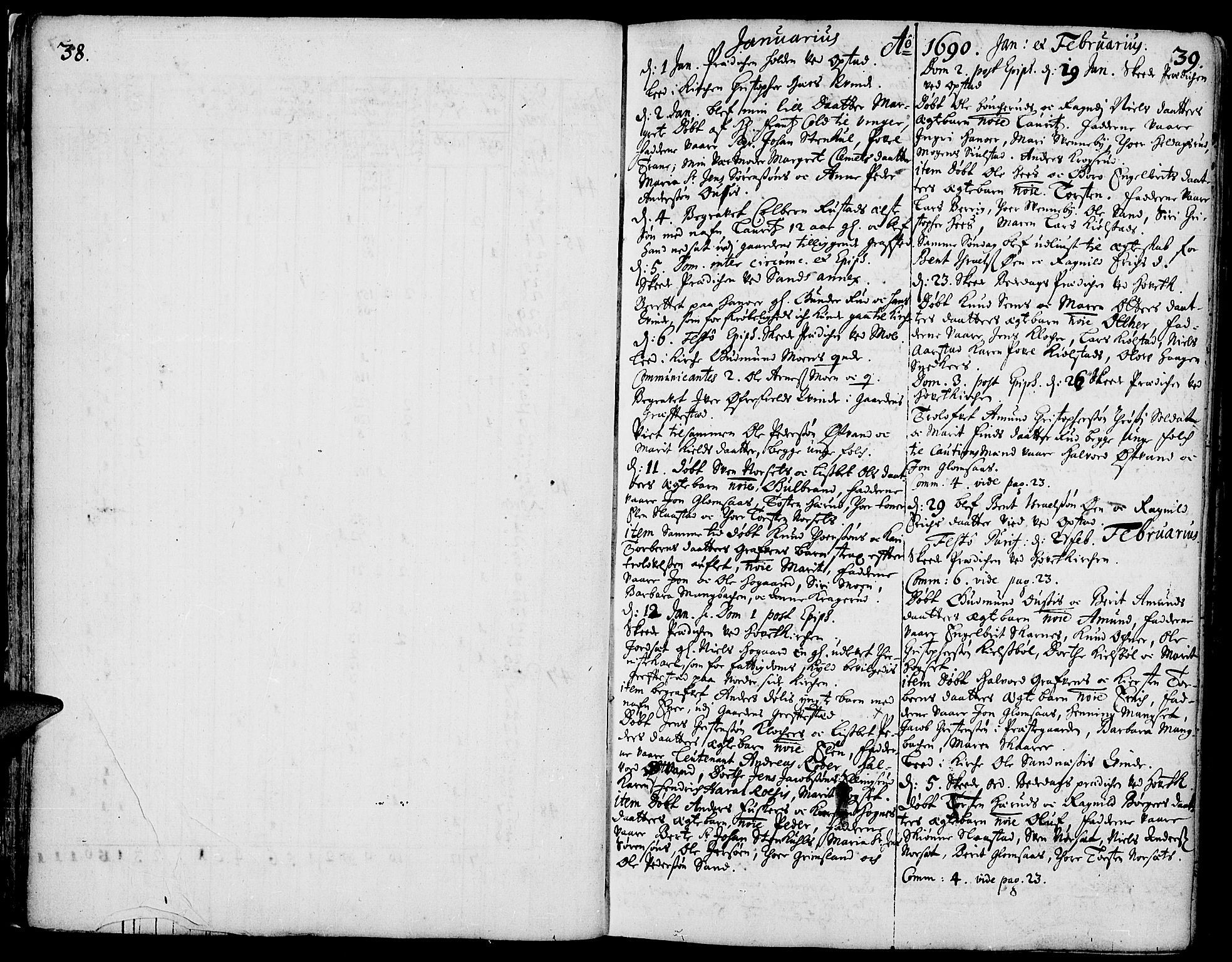 Strøm-Odalen prestekontor, AV/SAH-PREST-028/H/Ha/Haa/L0001: Parish register (official) no. 1, 1689-1715, p. 38-39