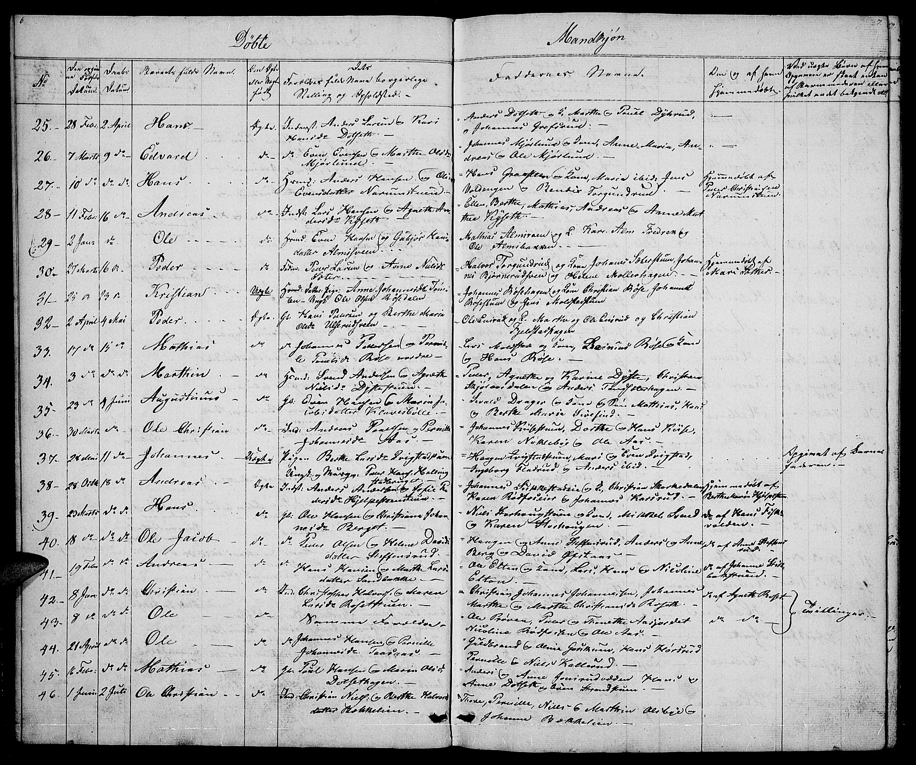 Vestre Toten prestekontor, SAH/PREST-108/H/Ha/Hab/L0002: Parish register (copy) no. 2, 1836-1848, p. 6-7