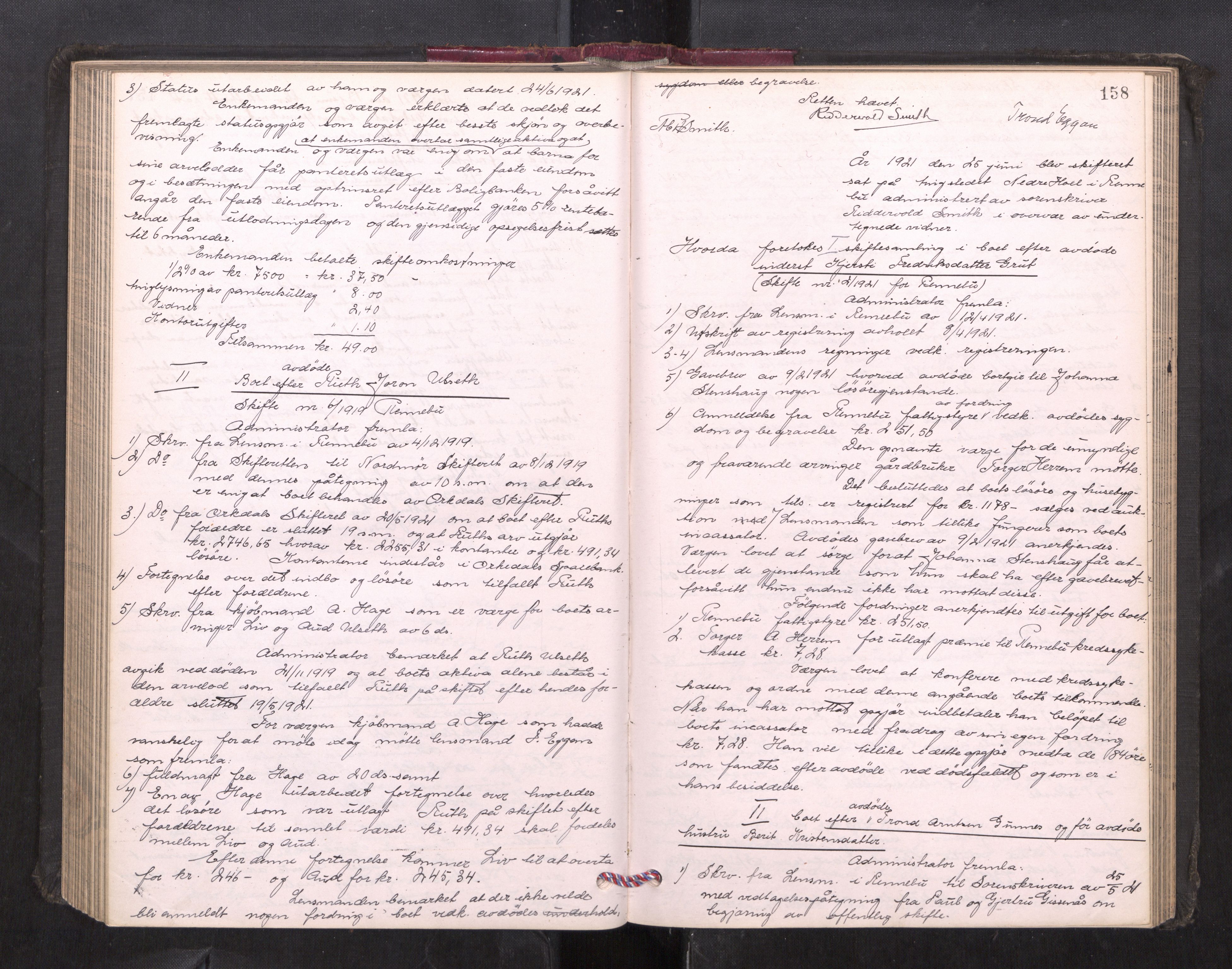 Orkdal sorenskriveri, AV/SAT-A-4169/1/3/3B/L0013: Skiftebehandlingsprotokoll, 1914-1925, p. 157b-158a