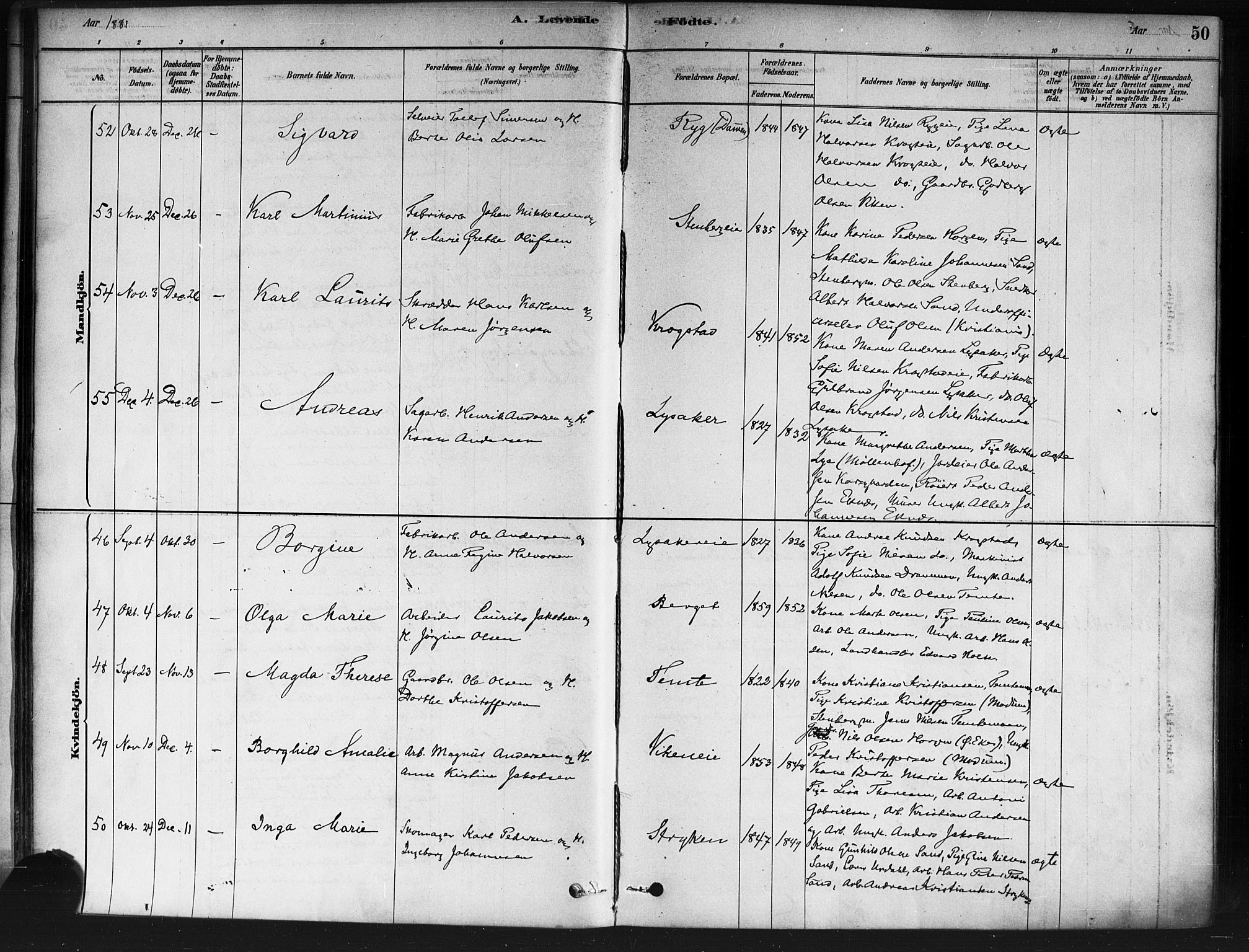 Nedre Eiker kirkebøker, AV/SAKO-A-612/F/Fa/L0002: Parish register (official) no. 2, 1878-1885, p. 50