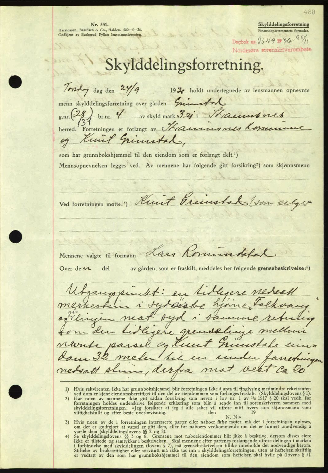 Nordmøre sorenskriveri, AV/SAT-A-4132/1/2/2Ca: Mortgage book no. A80, 1936-1937, Diary no: : 2649/1936