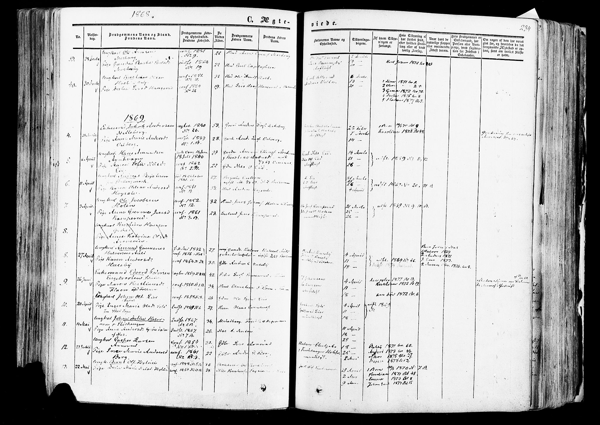 Aurskog prestekontor Kirkebøker, SAO/A-10304a/F/Fa/L0007: Parish register (official) no. I 7, 1854-1877, p. 234