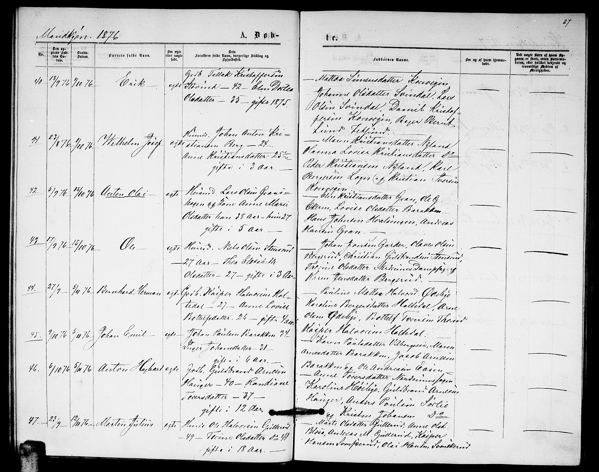 Fet prestekontor Kirkebøker, AV/SAO-A-10370a/G/Ga/L0005: Parish register (copy) no. I 5, 1875-1877, p. 27