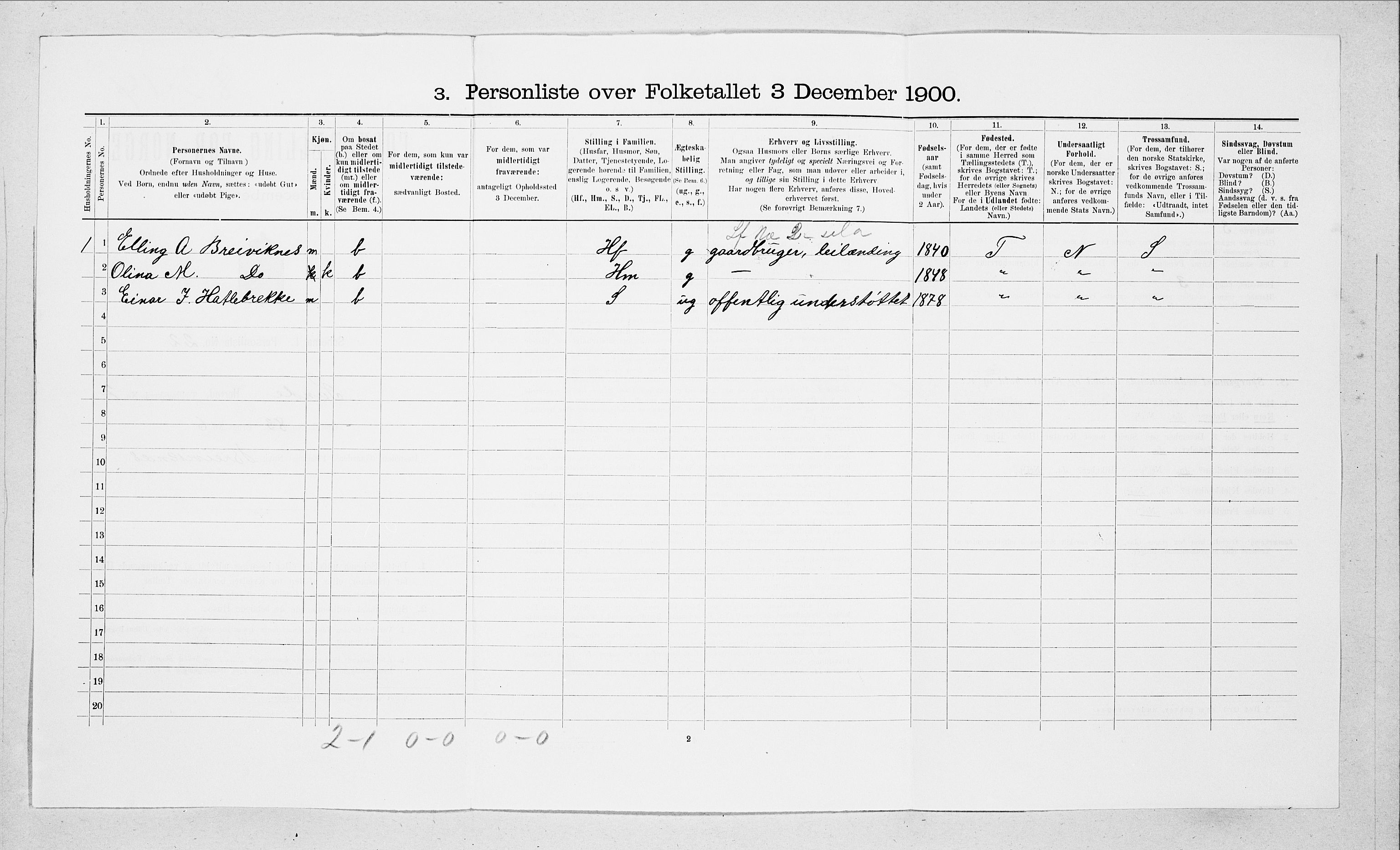 SAT, 1900 census for Sande, 1900, p. 788