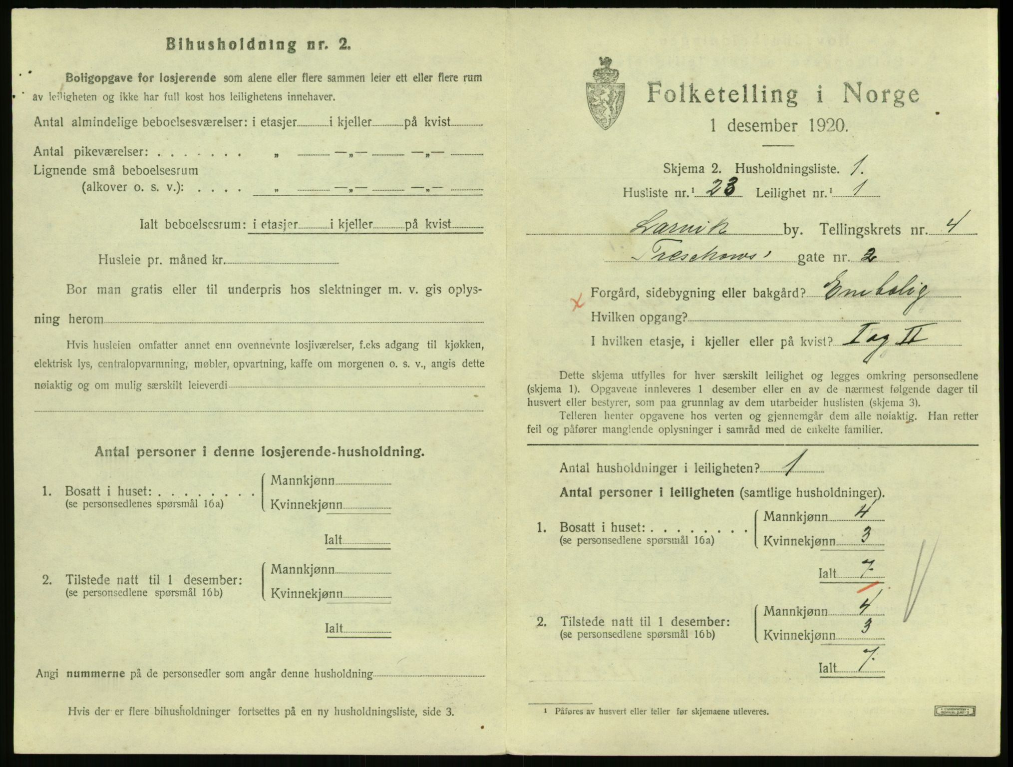 SAKO, 1920 census for Larvik, 1920, p. 4248